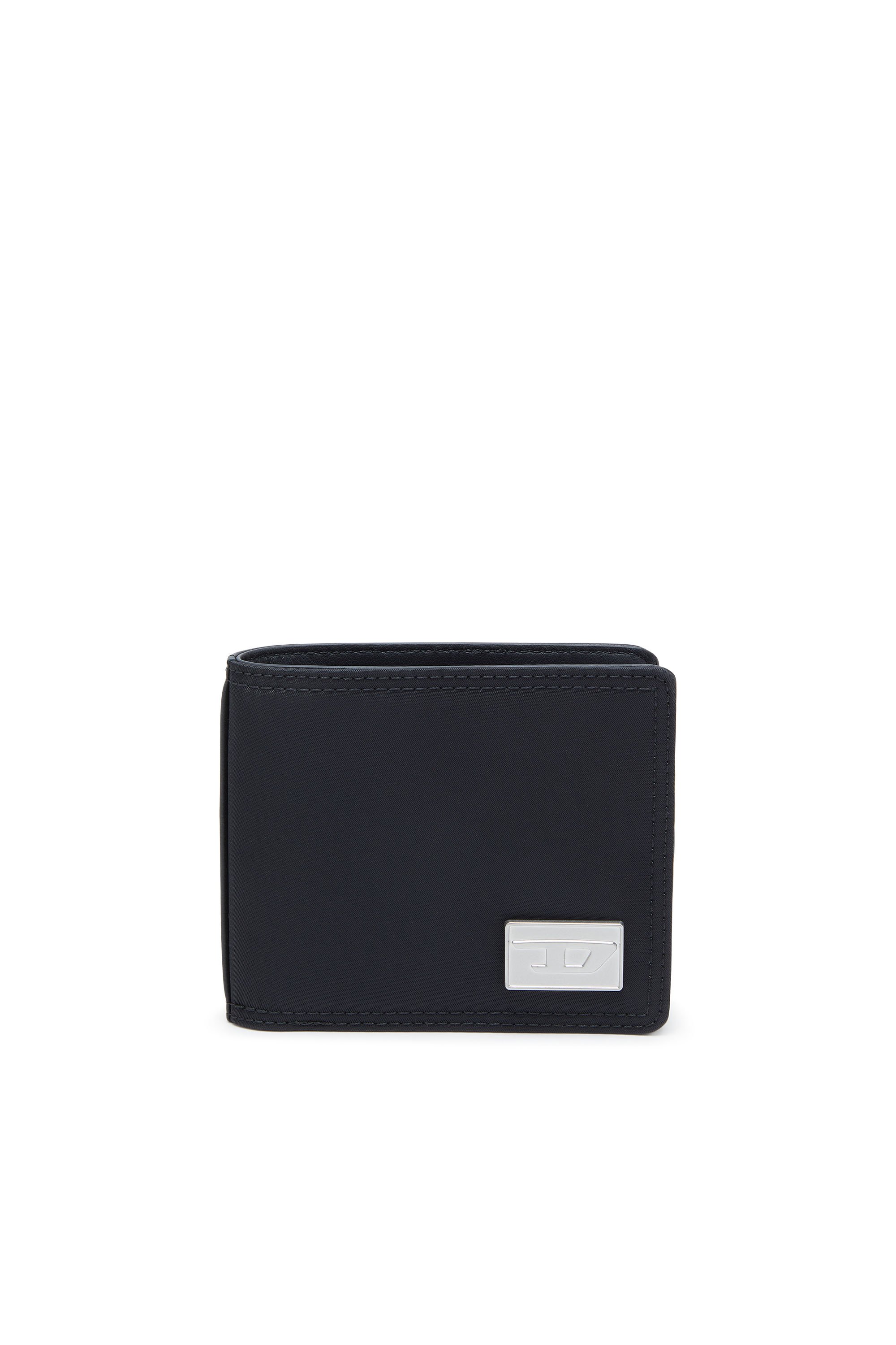 Diesel - MULTI-PKTS BI FOLD COIN S 3D, Male's Bi-Fold-Geldbörse aus glattem Leder und tonalem Nylon mit fünf Kartenfächern, Münzfach und Geldscheinfächern. Verziert mit einer D-Logo-Plakette aus Metall auf der Vorderseite. Minimalistische Details runden dieses zeitlose Accessoire ab. in ブラック - 1