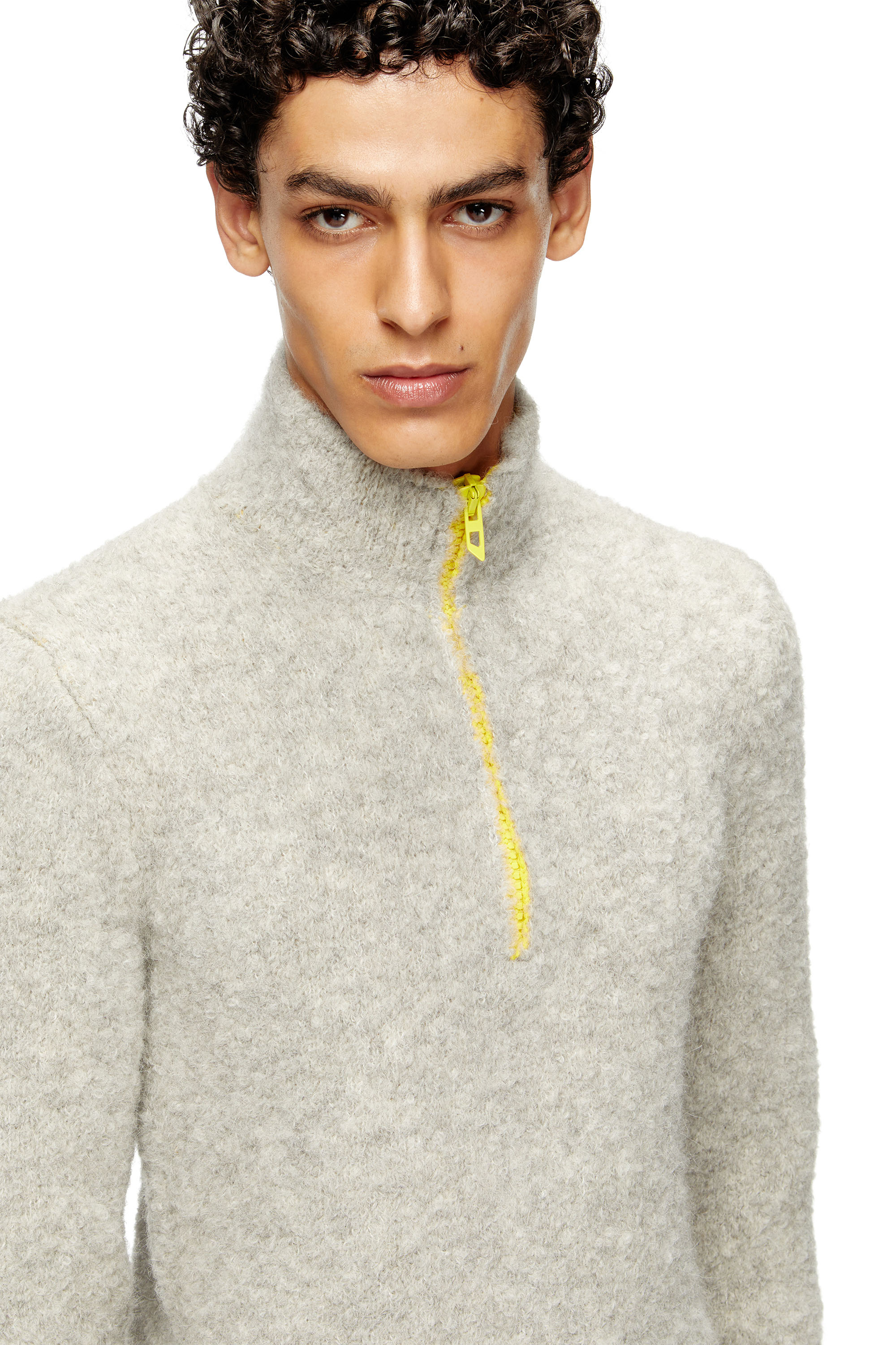 Diesel - K-ELLER, Male's Half-zip jumper with contrast interior in グレー - 4