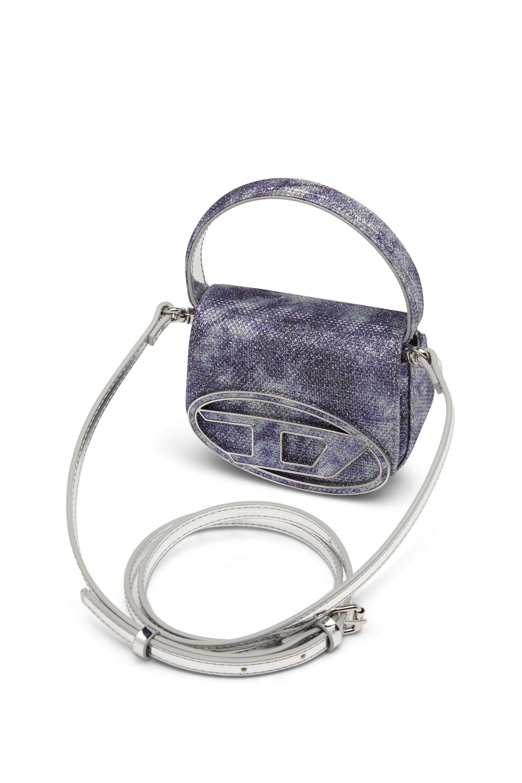 Diesel - 1DR XS, Female's 1DR Xs-Iconic mini bag in shimmer fabric in ブルー - 5