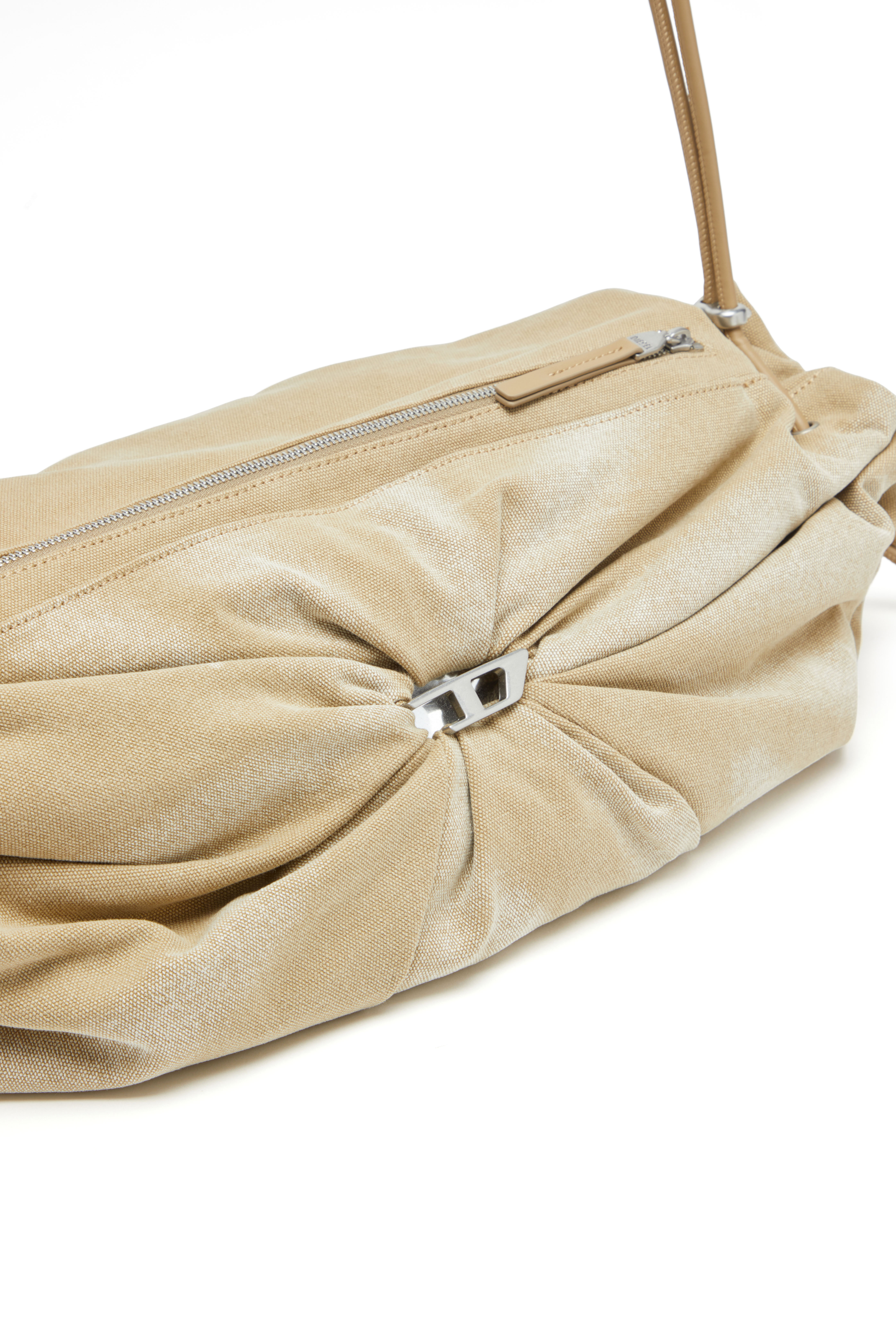 Diesel - SCRUNCH-D CROSSBODY L, Female's Scrunch-D L-Scrunched duffle bag in treated canvas in ベージュ - 6