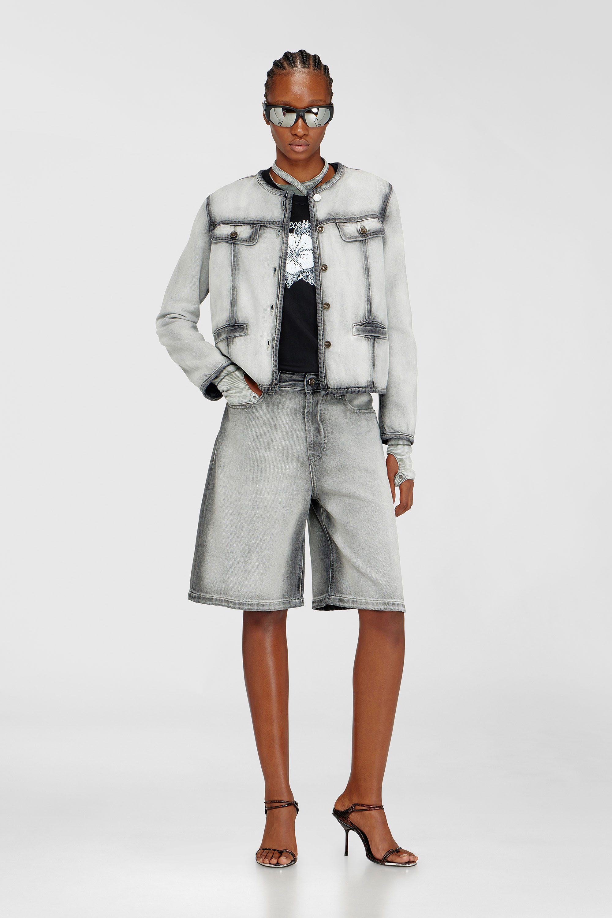 Diesel - DE-GRAFY-FSI, Female's Jacket in soft skeleton denim in グレー - 2
