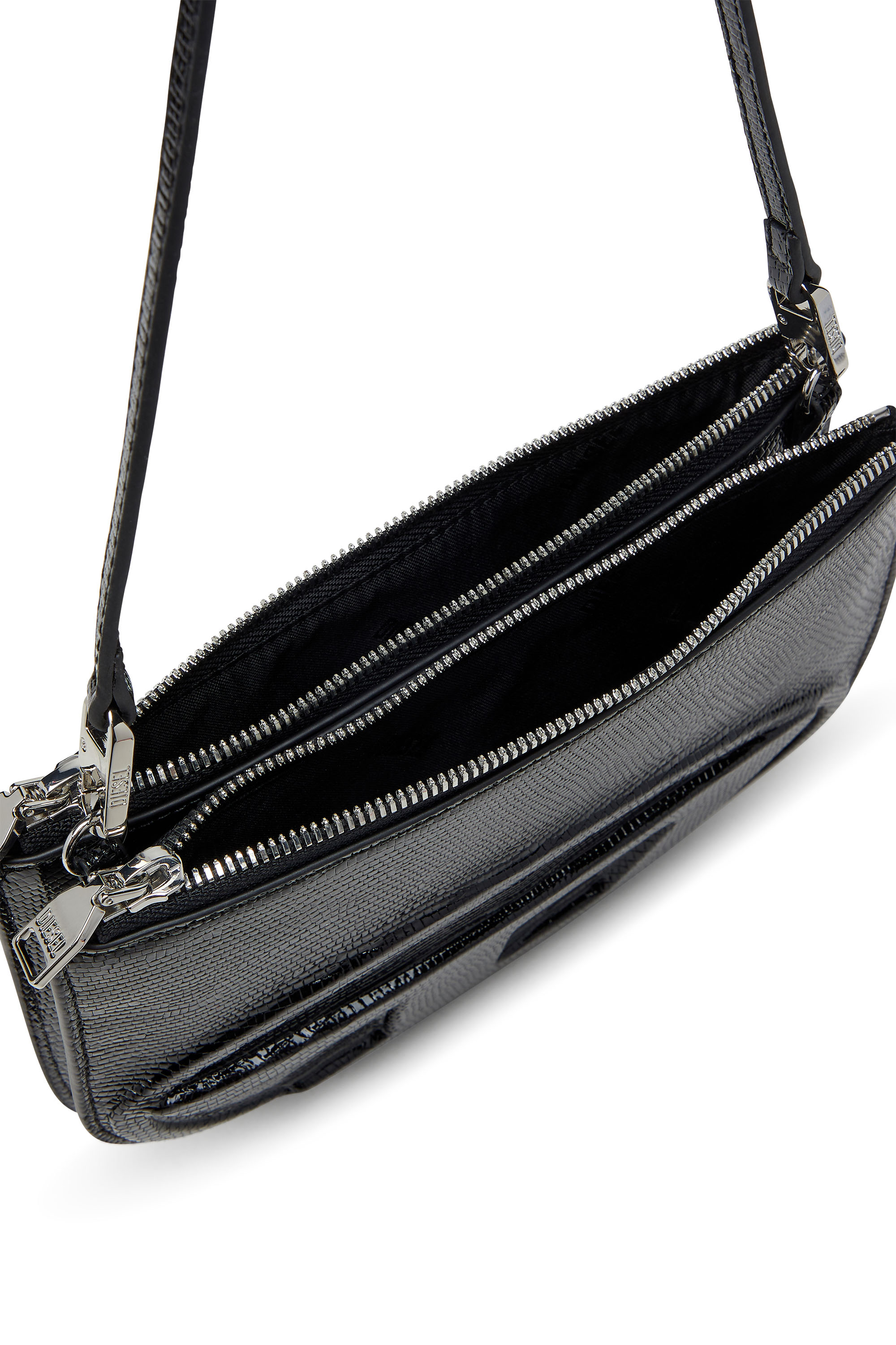 Diesel - 1DR TWIN, Female's 1DR Twin-Double-pouch shoulder bag in embossed leather in ブラック - 4