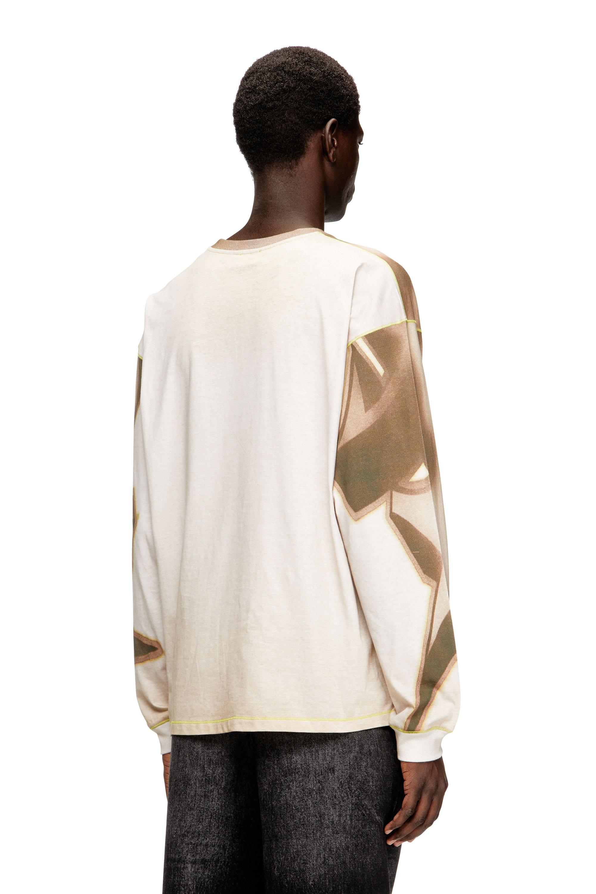 Diesel - T-BOXT-LS-SHOW, Male's Sweatshirt with front graffiti print in ベージュ/ブラウン - 4