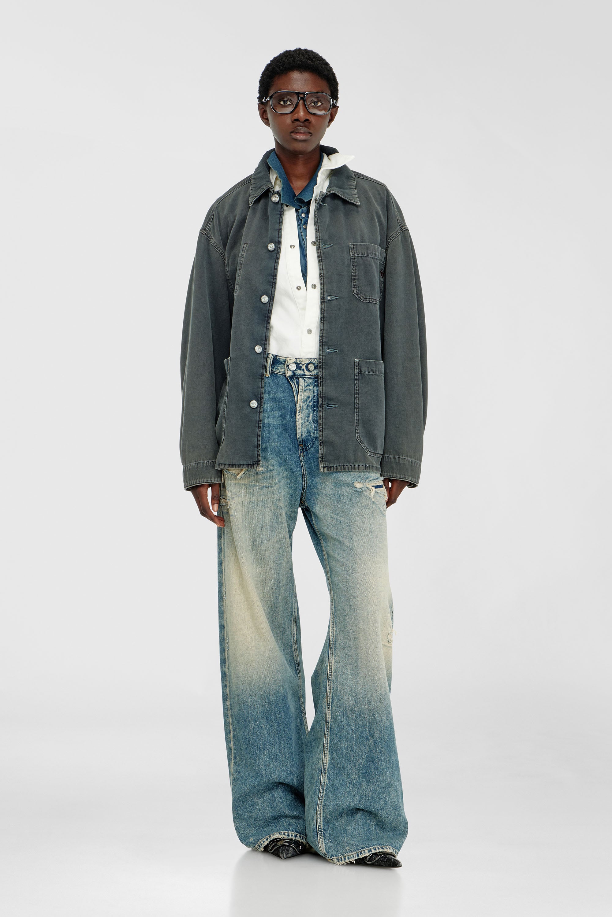 Diesel - D-STACK-U, Unisex's デニムジャケット in グレー - 2