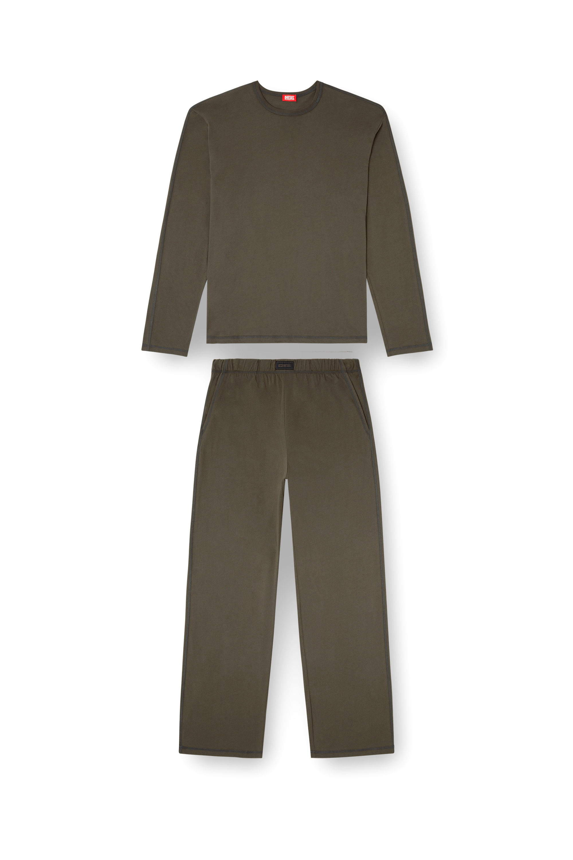 Diesel - SET-ADRIAN-UTLT, Male's Pajamas in cotton jersey in ブラウン - 4