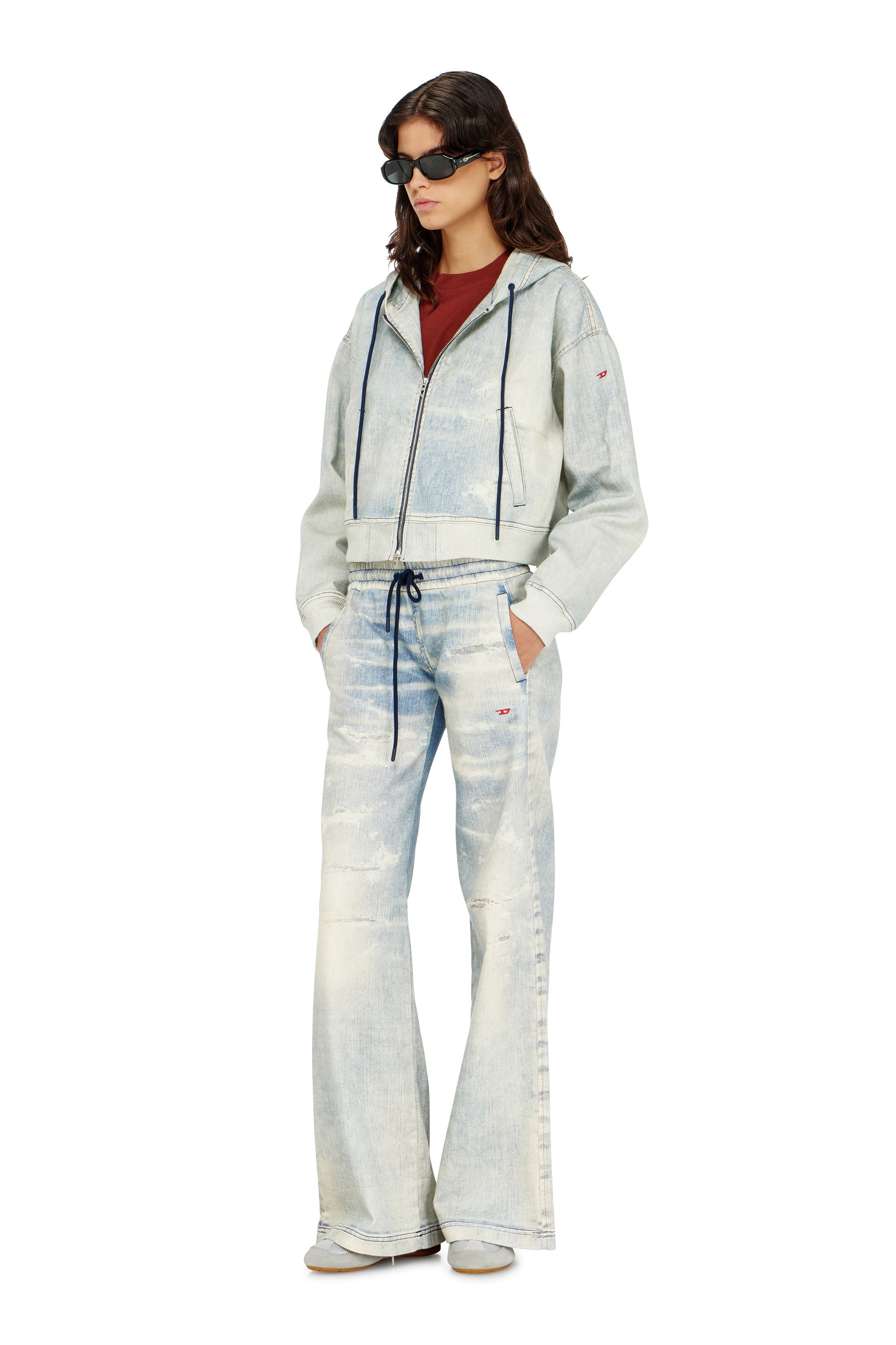 Diesel - DE-GIRI-CROP JOGG, Female's ジョグ ジップアップパーカー in ライトブルー - 1