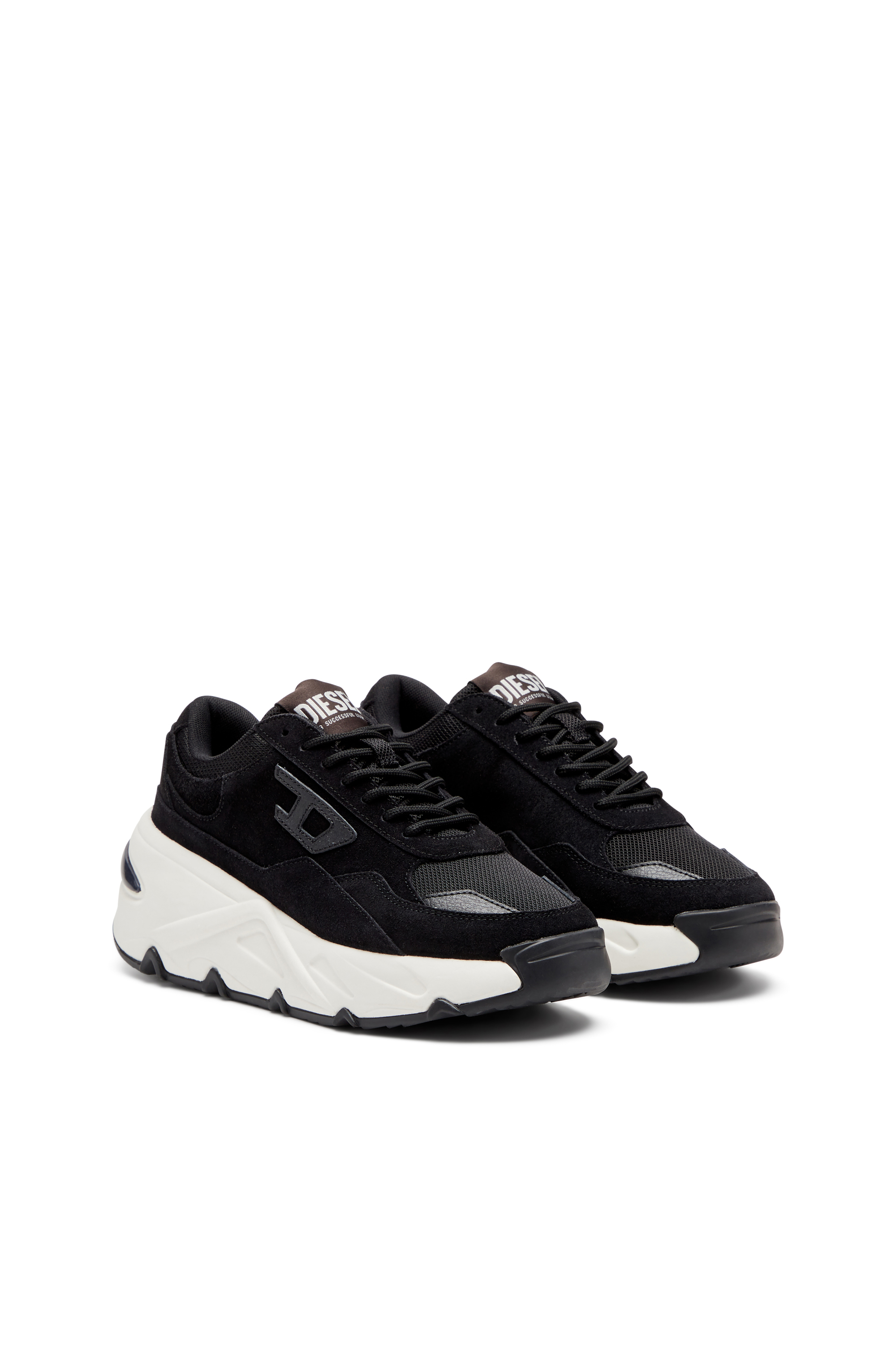 Diesel - S-SAVANNAH W, Female's S-Savannah-Platform sneakers in suede and mesh in ブラック - 2