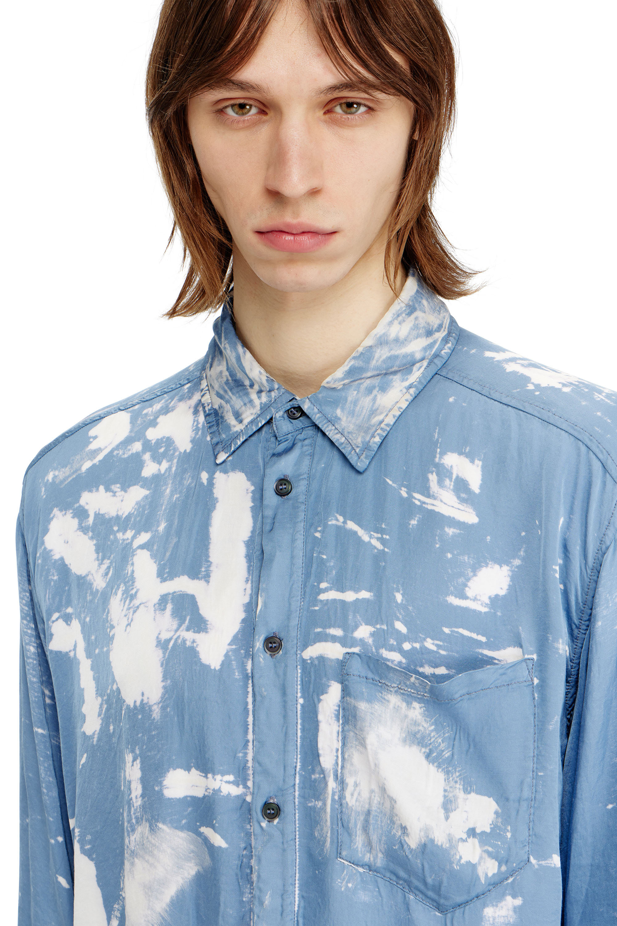 Diesel - S-RAMON-PLAIN, Male's Shirt with X-ray effect in ライトブルー - 4