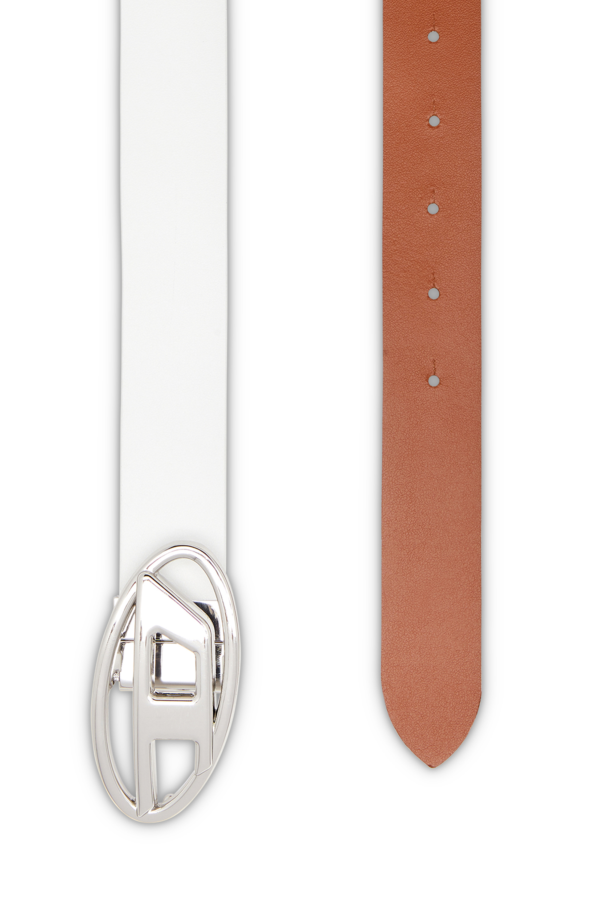 Diesel - B-1DR W REV II 30, Female's 3cm reversible leather belt with Oval D buckle in ホワイト - 2