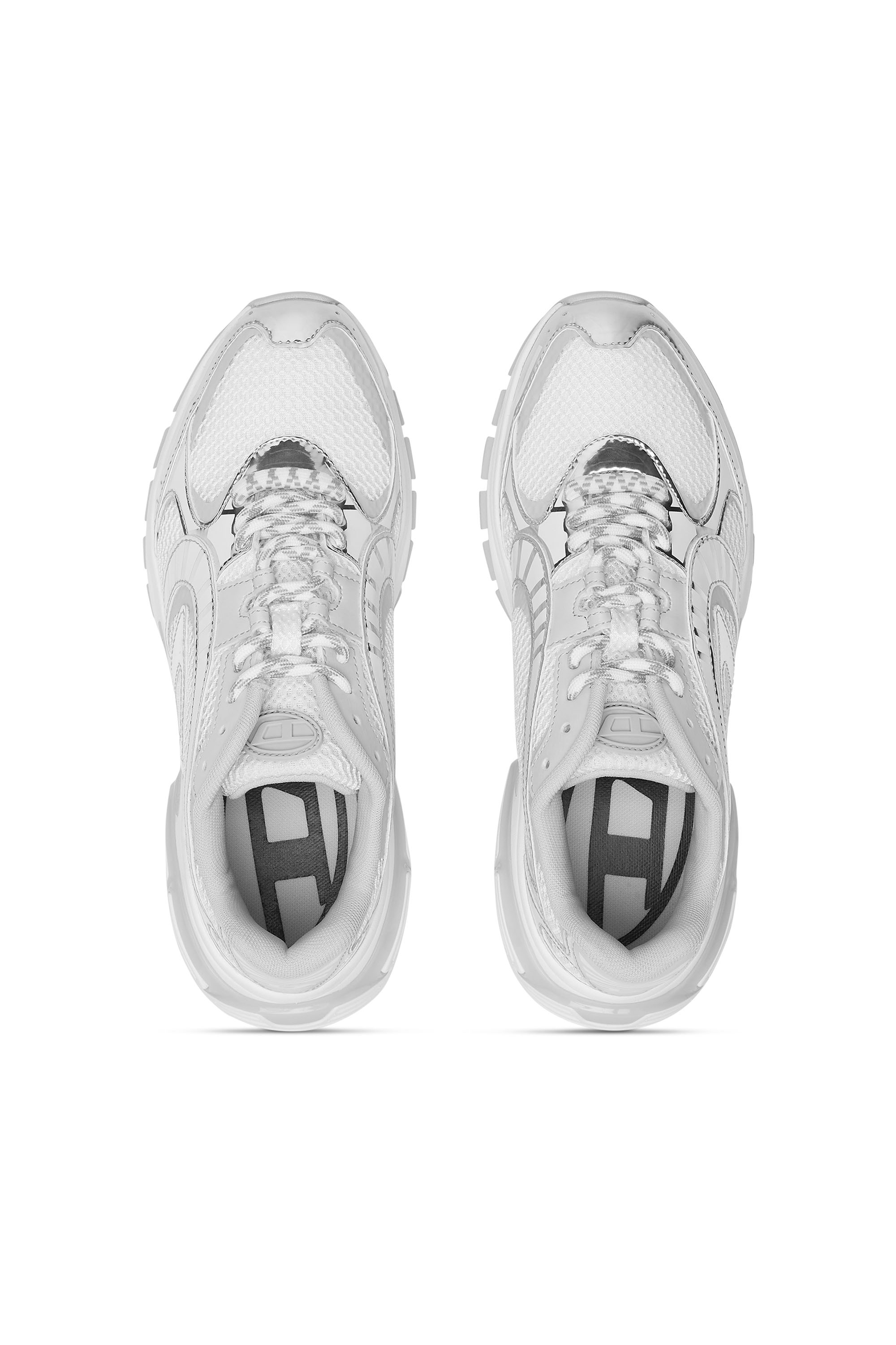 Diesel - S-PRO-V-DENSE LOW W, Female's S-Pro-V-Dense-Metallic mesh sneakers with Oval D logo in ホワイト/シルバー - 5