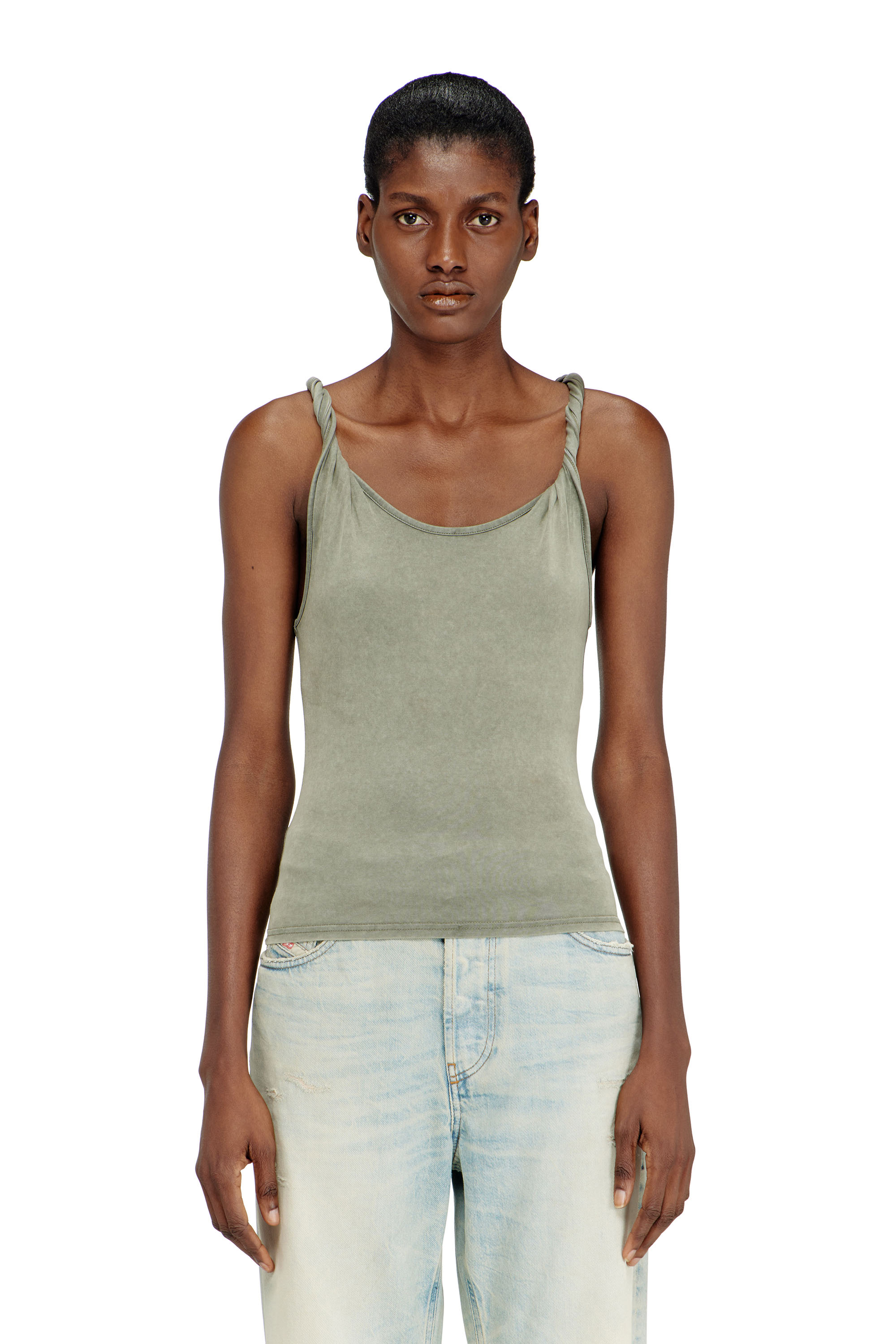 Diesel - T-TWY-S1, Female's Tank top with twisted straps in グリーン - 1