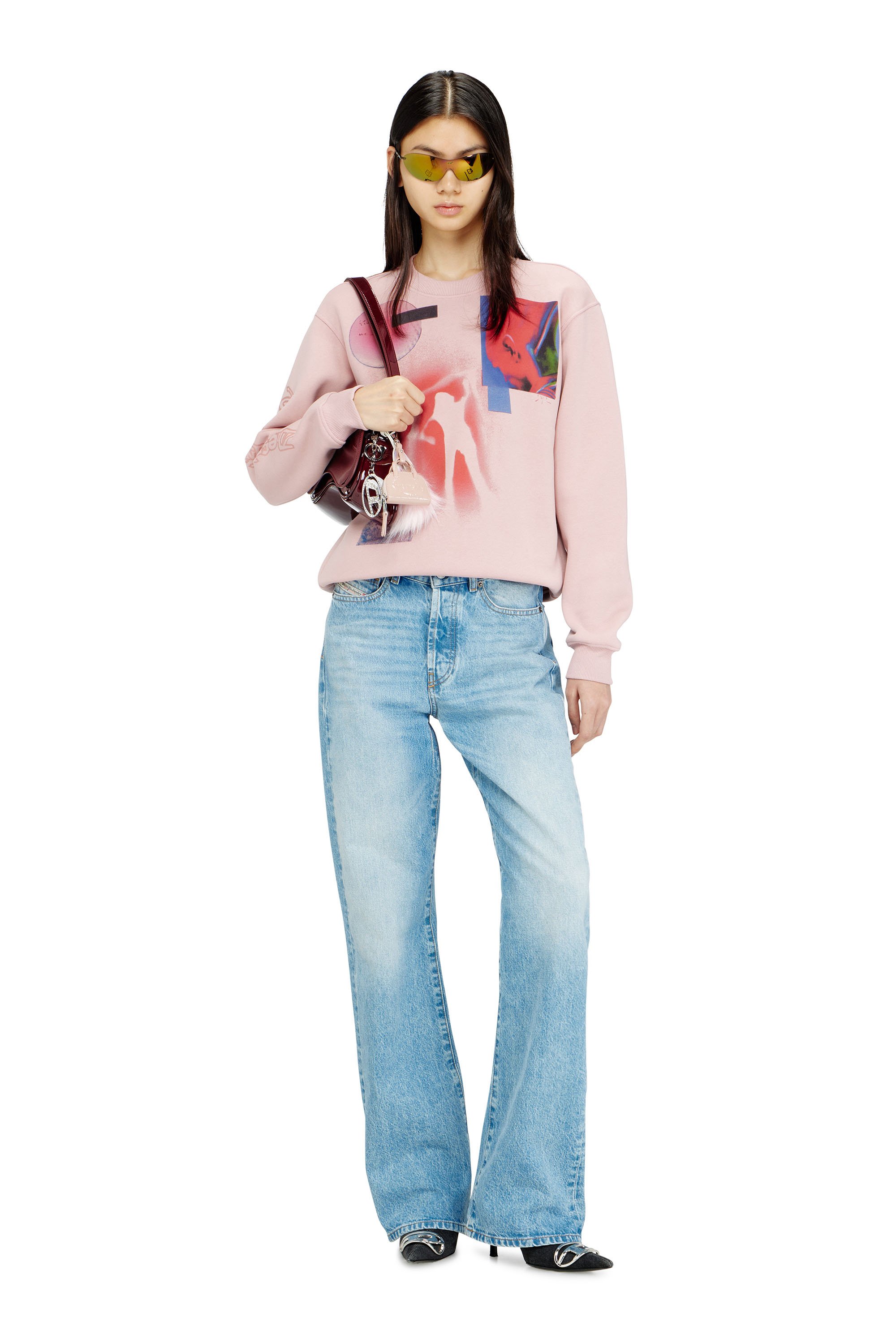 Diesel - F-NORMY-S1, Female's プルオーバースウェット in ピンク / ホワイト - 2