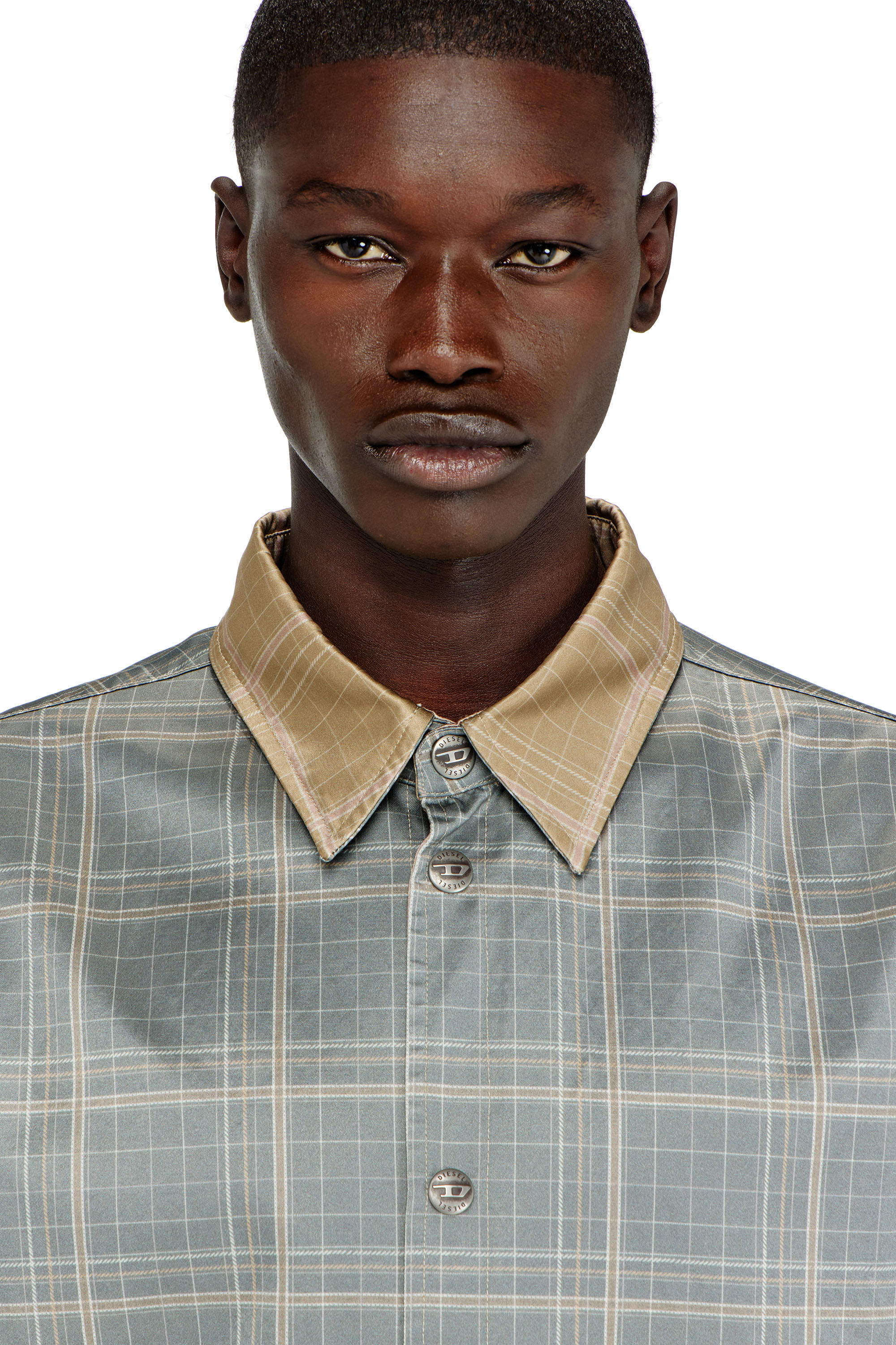 Diesel - J-CONS, Male's Reversible jacket in check-print duchesse satin in null - 3