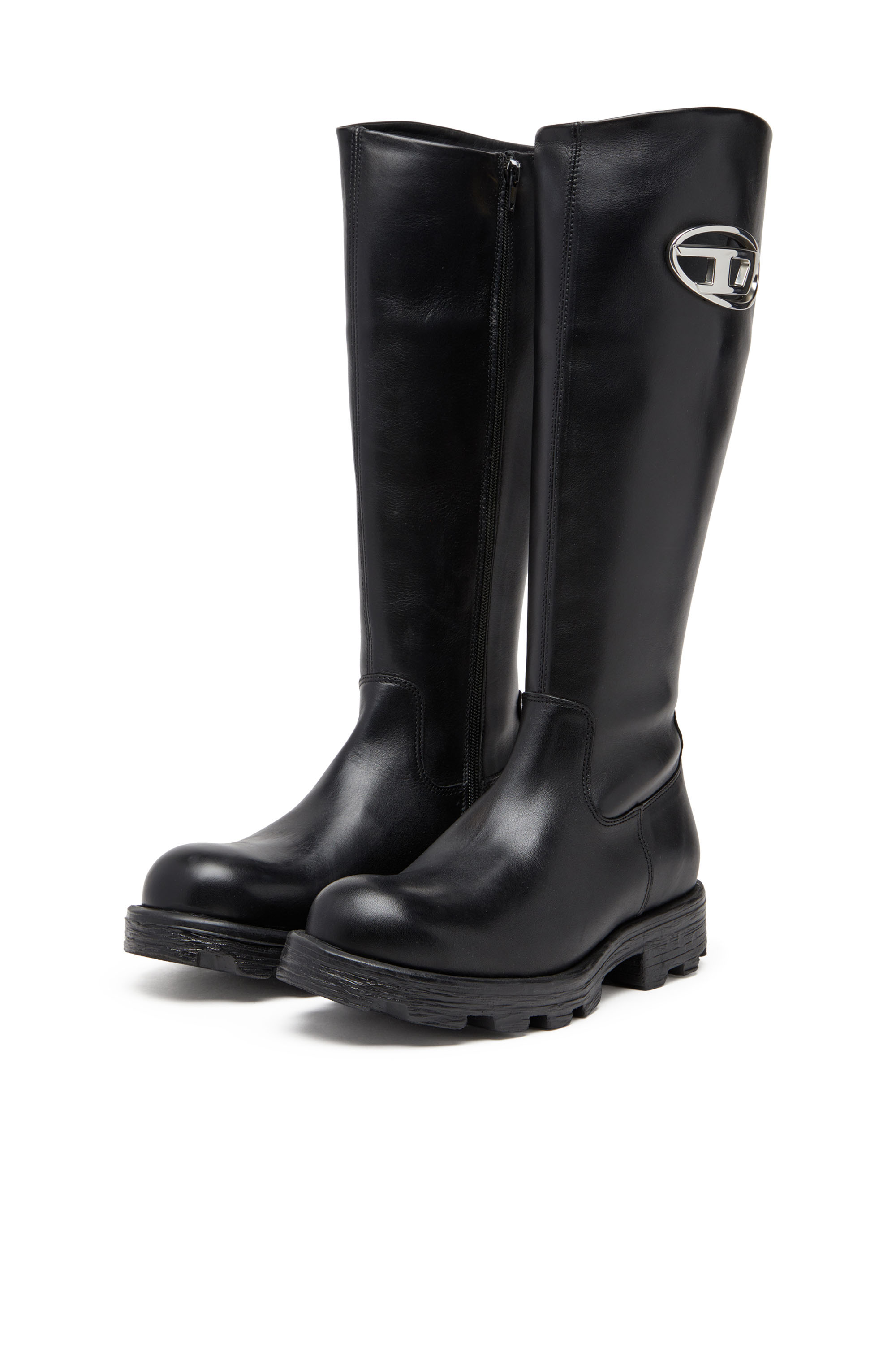 Diesel - D-HAMMER HB D W, Female's D-Hammer-Leather knee-high boots in ブラック - 8