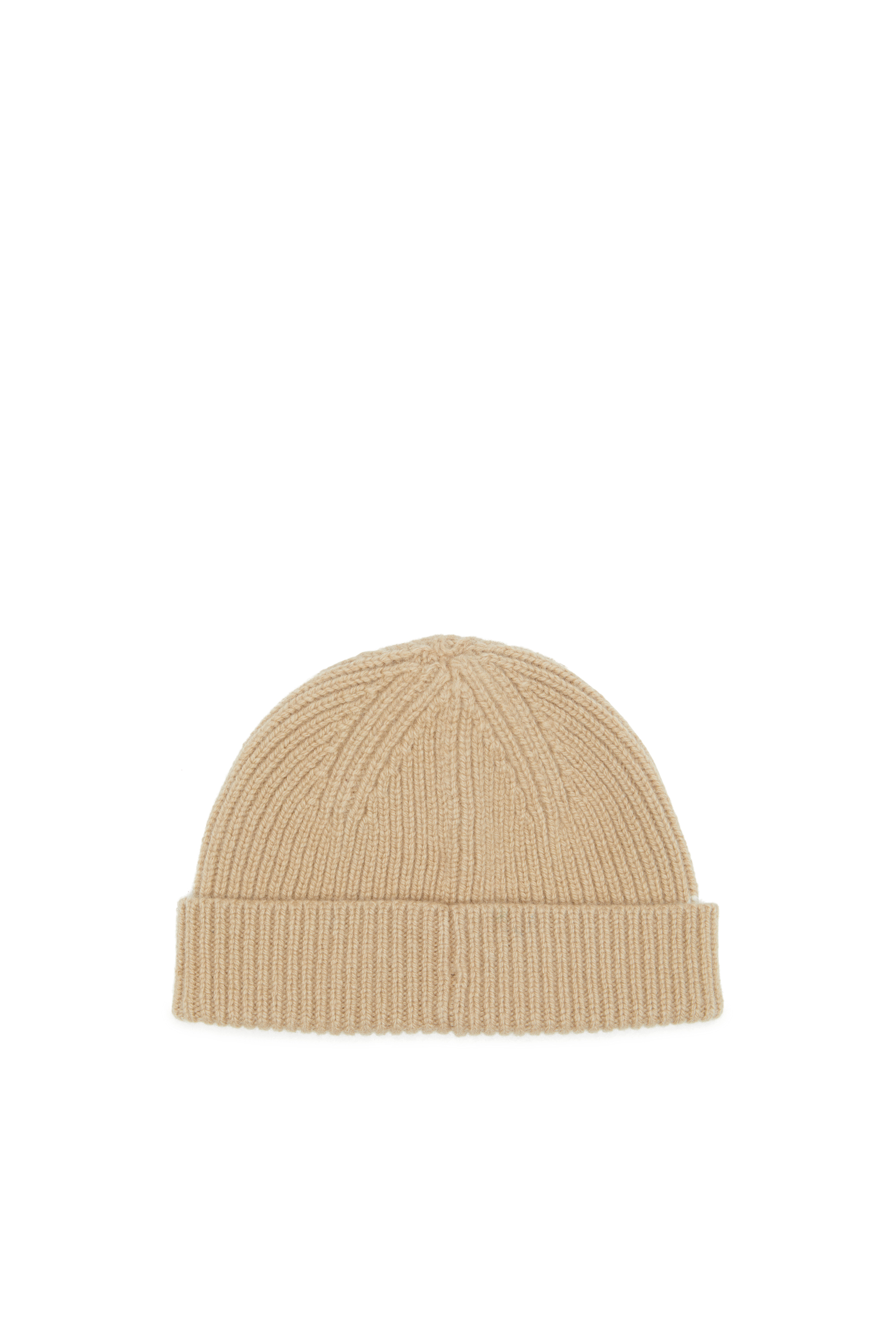 Diesel - K-ARAC, Unisex's Ribbed beanie with Oval D cut-out in ライトブラウン - 2