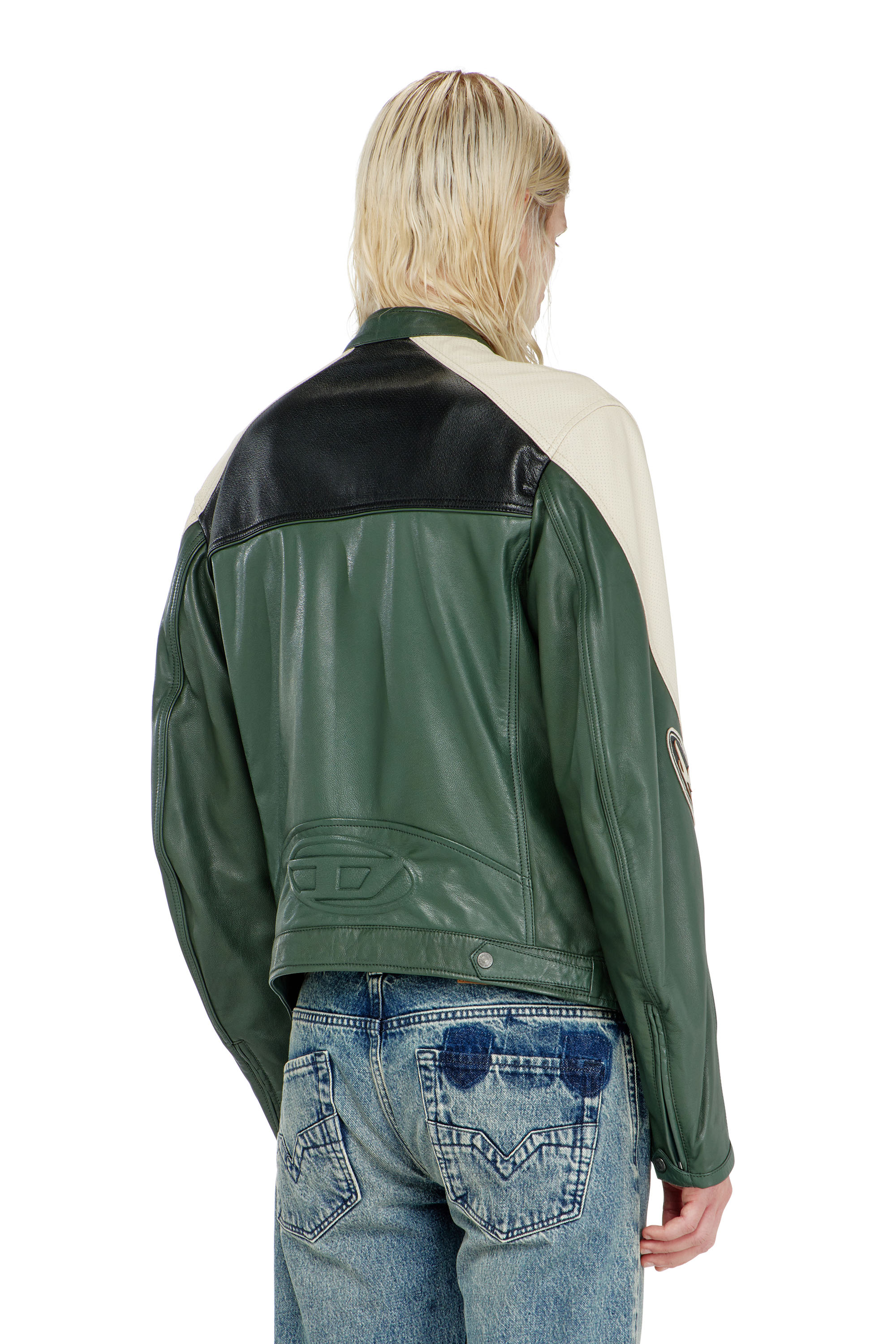 Diesel - L-AHTI, Male's レザージャケット in ベージュ/ブラック - 5