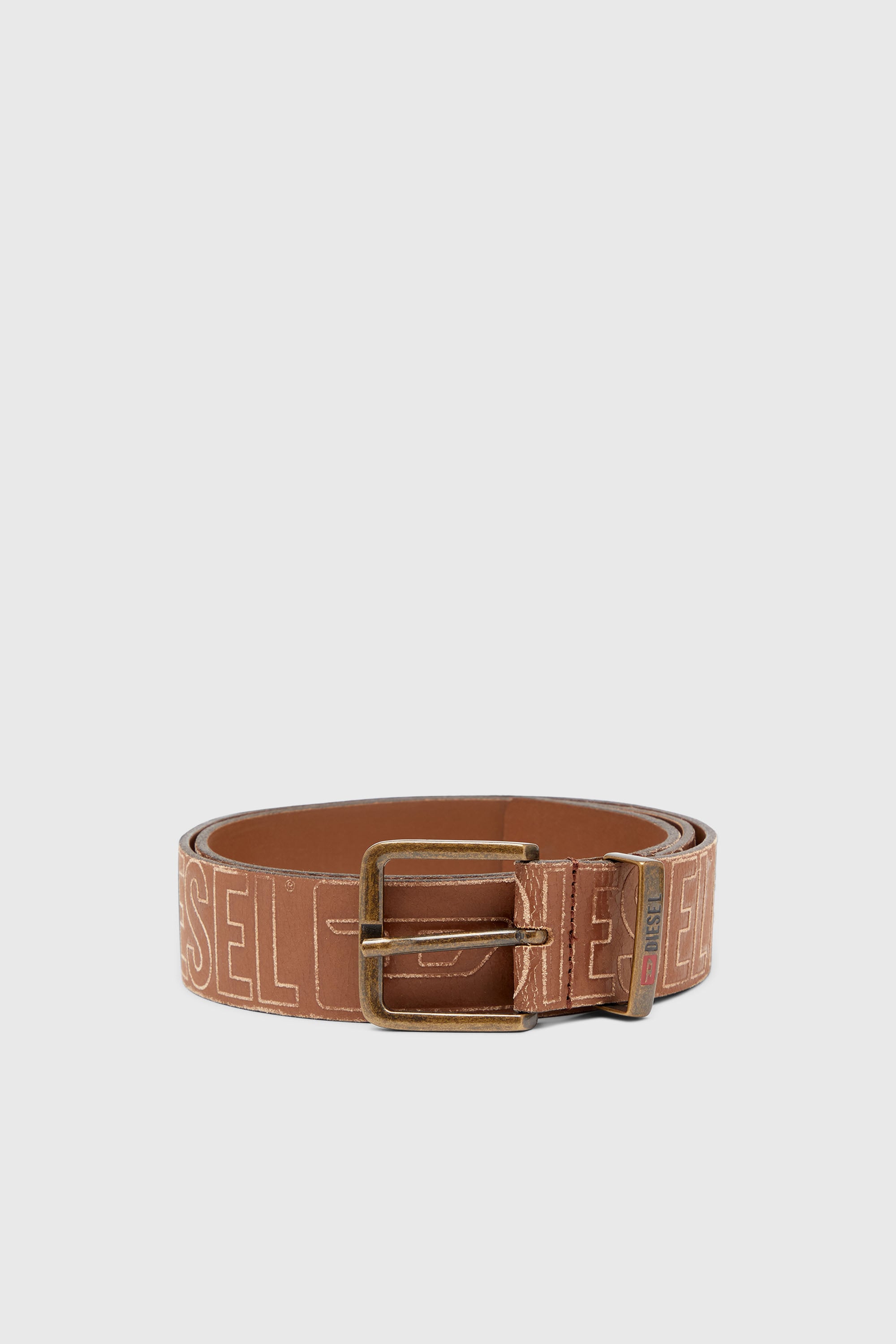 Diesel - B-BISCOTTO OUTLINE, Male's レザーベルト in ブラウン - 1