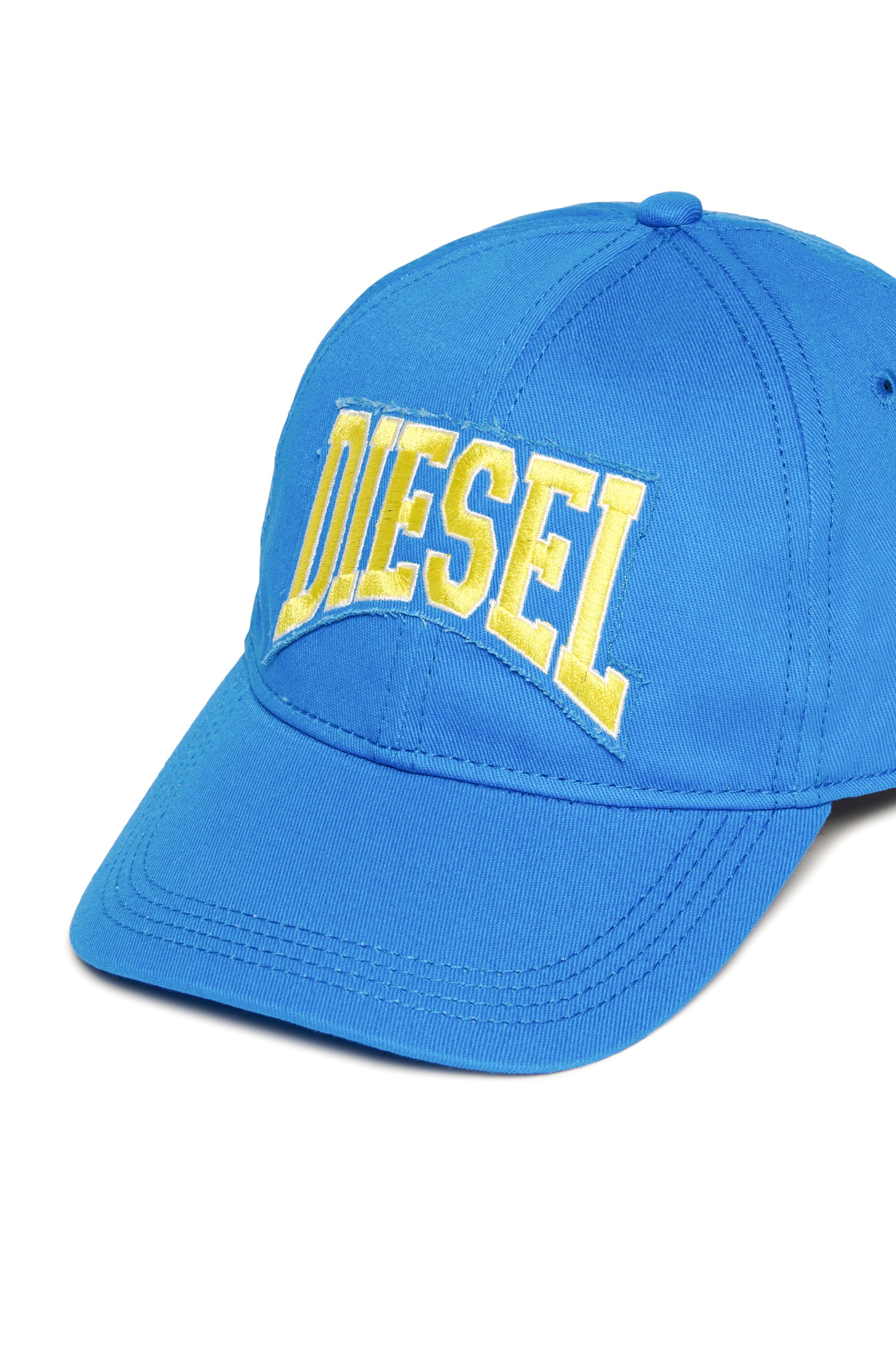 Diesel - FCGUS, Male's Baseball cap with logo-embroidered patch in ブルー/イエロー - 3