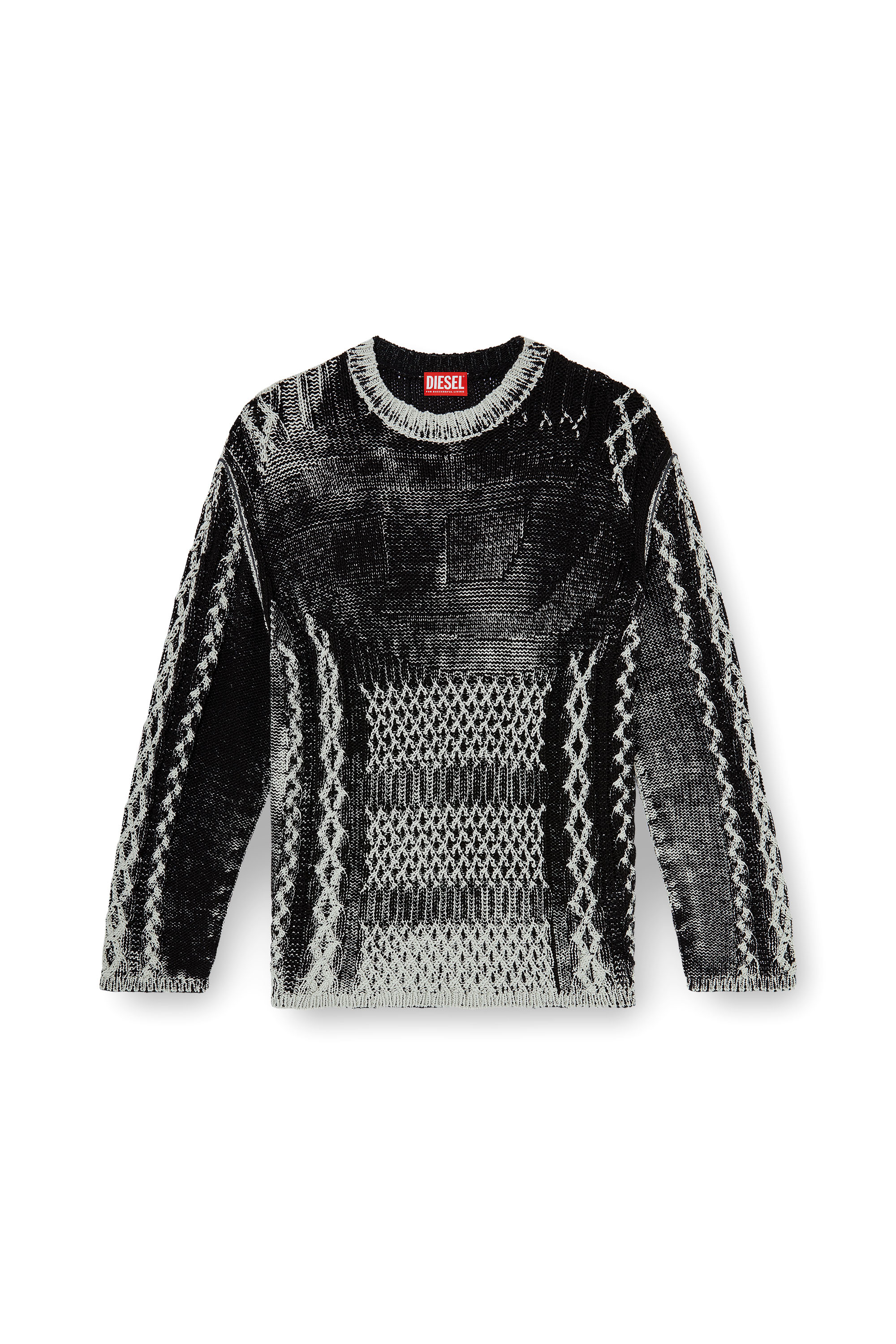 Diesel - K-MIONE, Male's プルオーバーニット in グレー/ブラック - 3