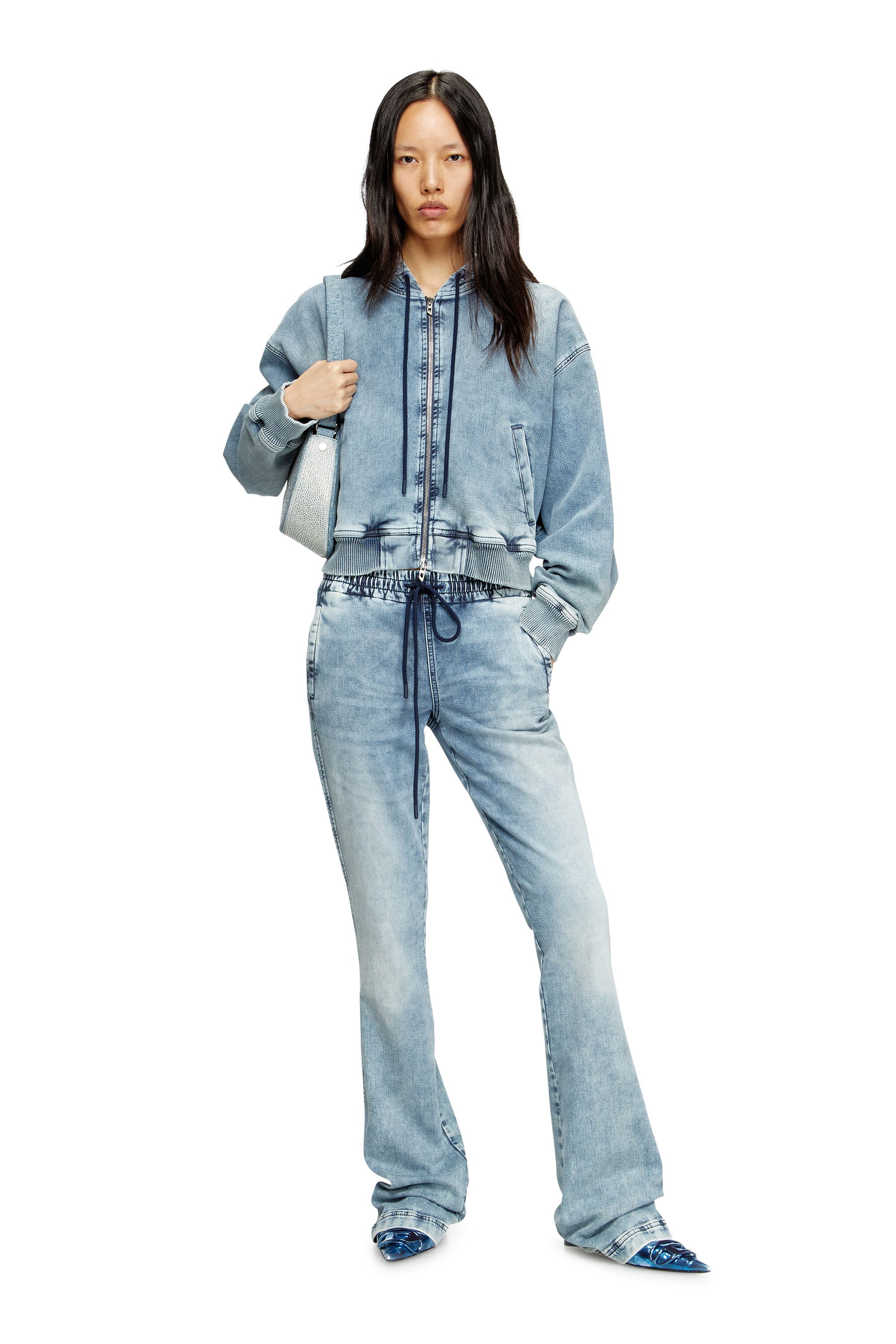 Diesel - DE-GIRI-CROP JOGG, Female's Zipped hoodie in JoggJeans in ライトブルー - 2