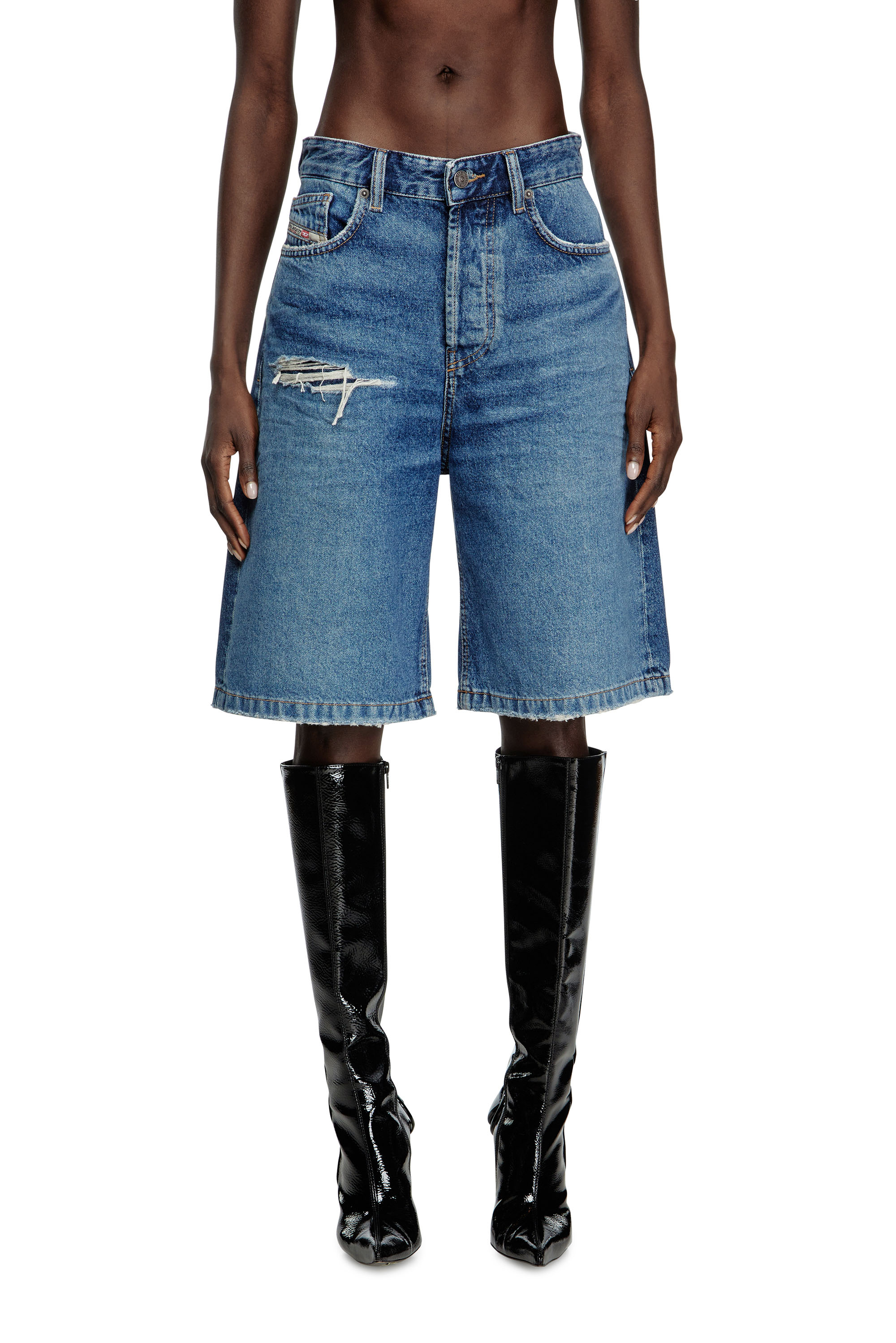 DE-SIRE-SHORT, ミディアムブルー Diesel - DE-SIRE-SHORT, Female's Shorts in denim with ripped details in ミディアムブルー - 3