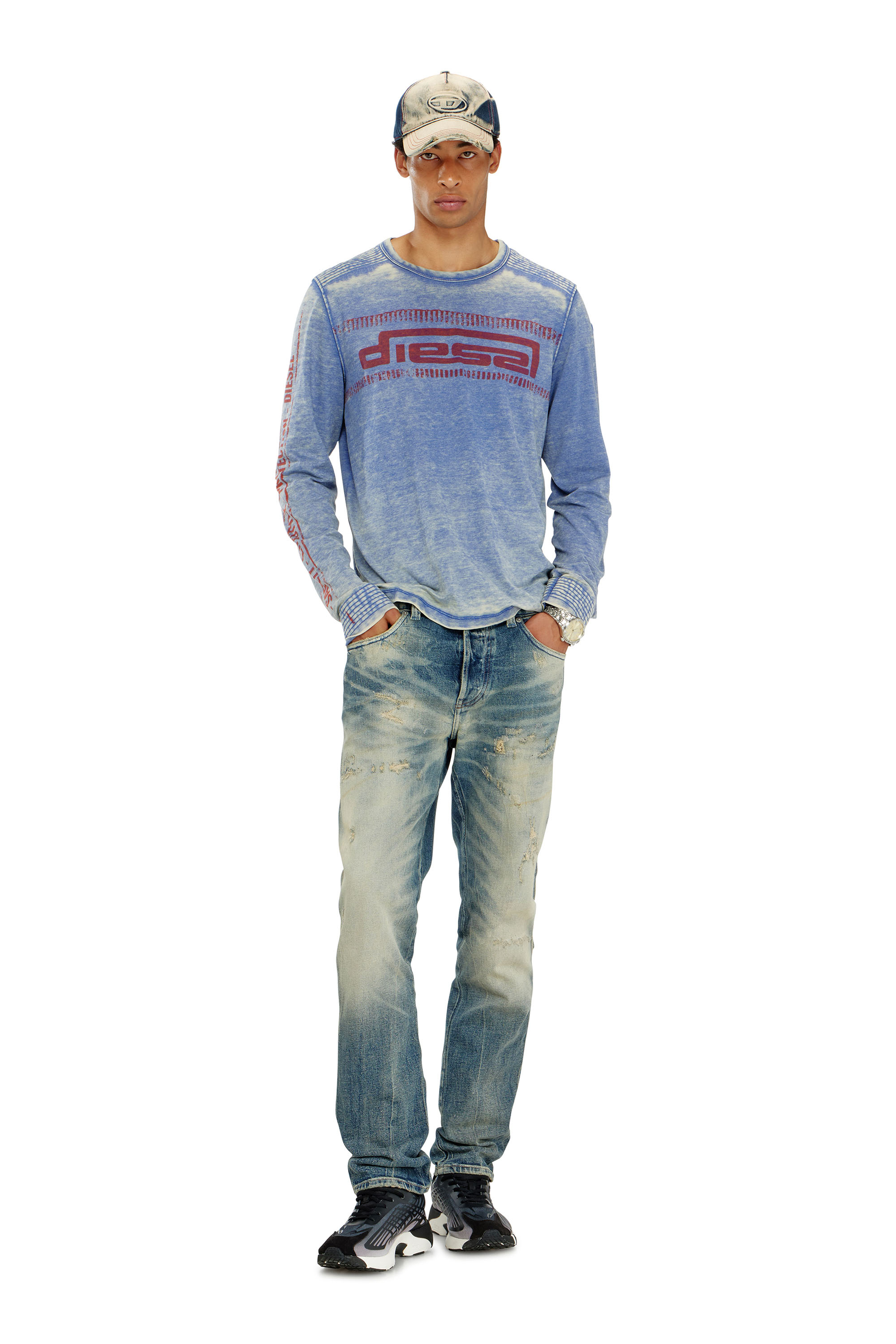 Diesel - T-DOMY-LS, Male's 長袖Tシャツ in ミディアムブルー - 2
