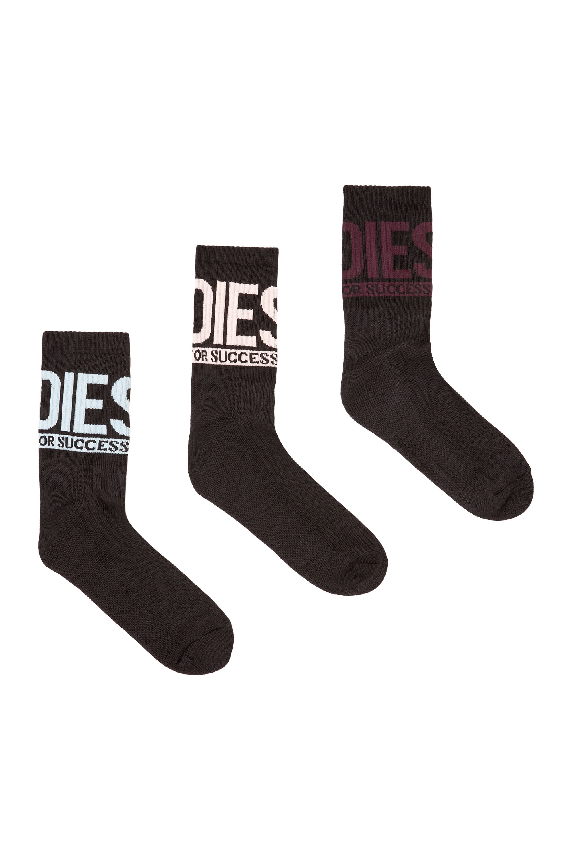 Diesel - SKM-RAY-3PACK-CUSHIONED-17,5, Male's ソックス 3足パック in ブラック/ピンク - 1