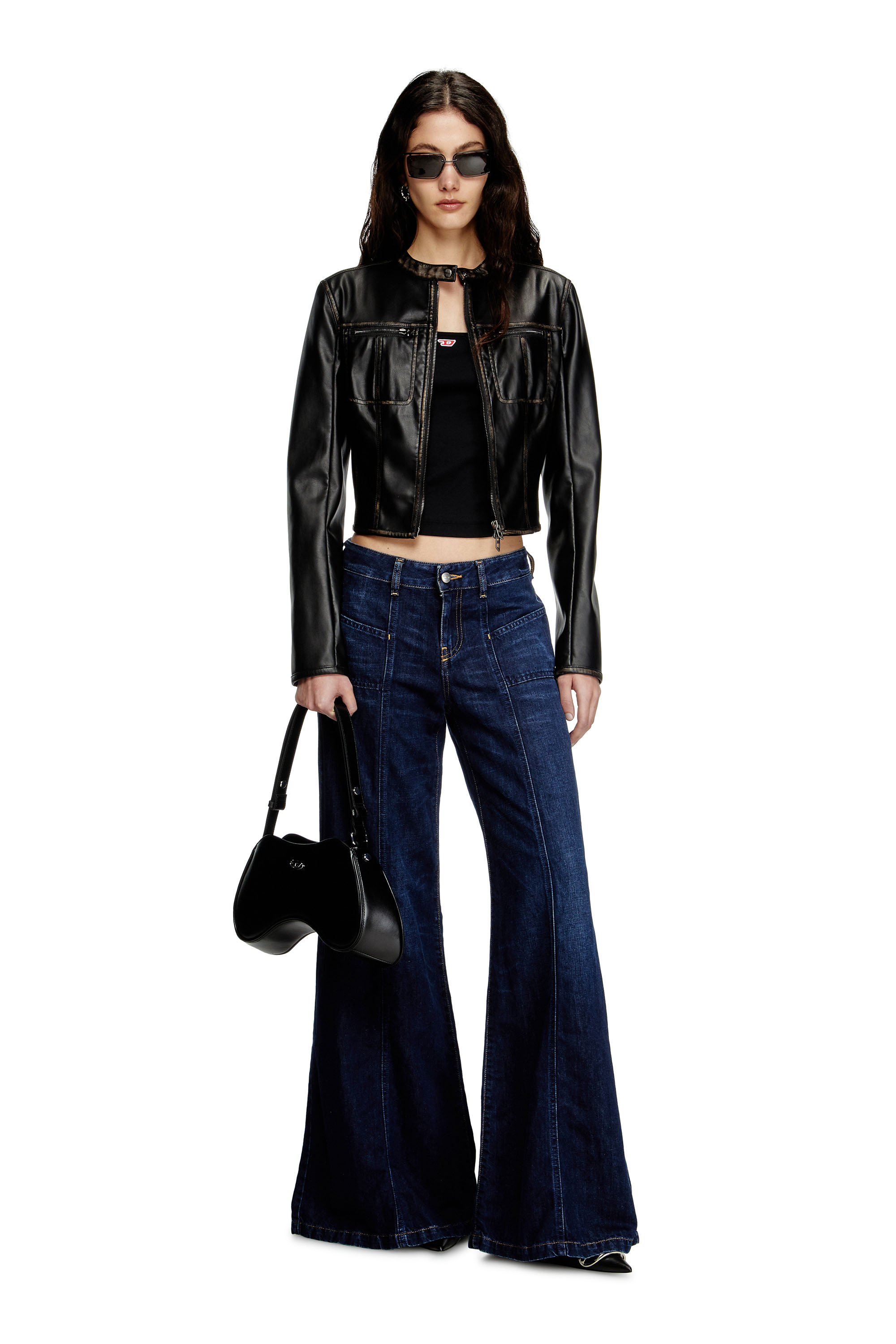 Diesel - PLAY SHOULDER, Female's Play-Semi gloss leather shoulder bag in ブラック - 6