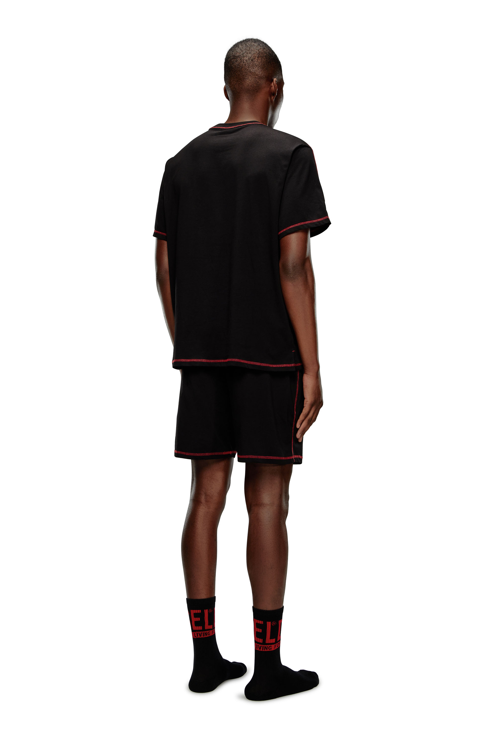 Diesel - UMSET-WILORT, Male's Short pyjamas with contrast stitching in ブラック - 3