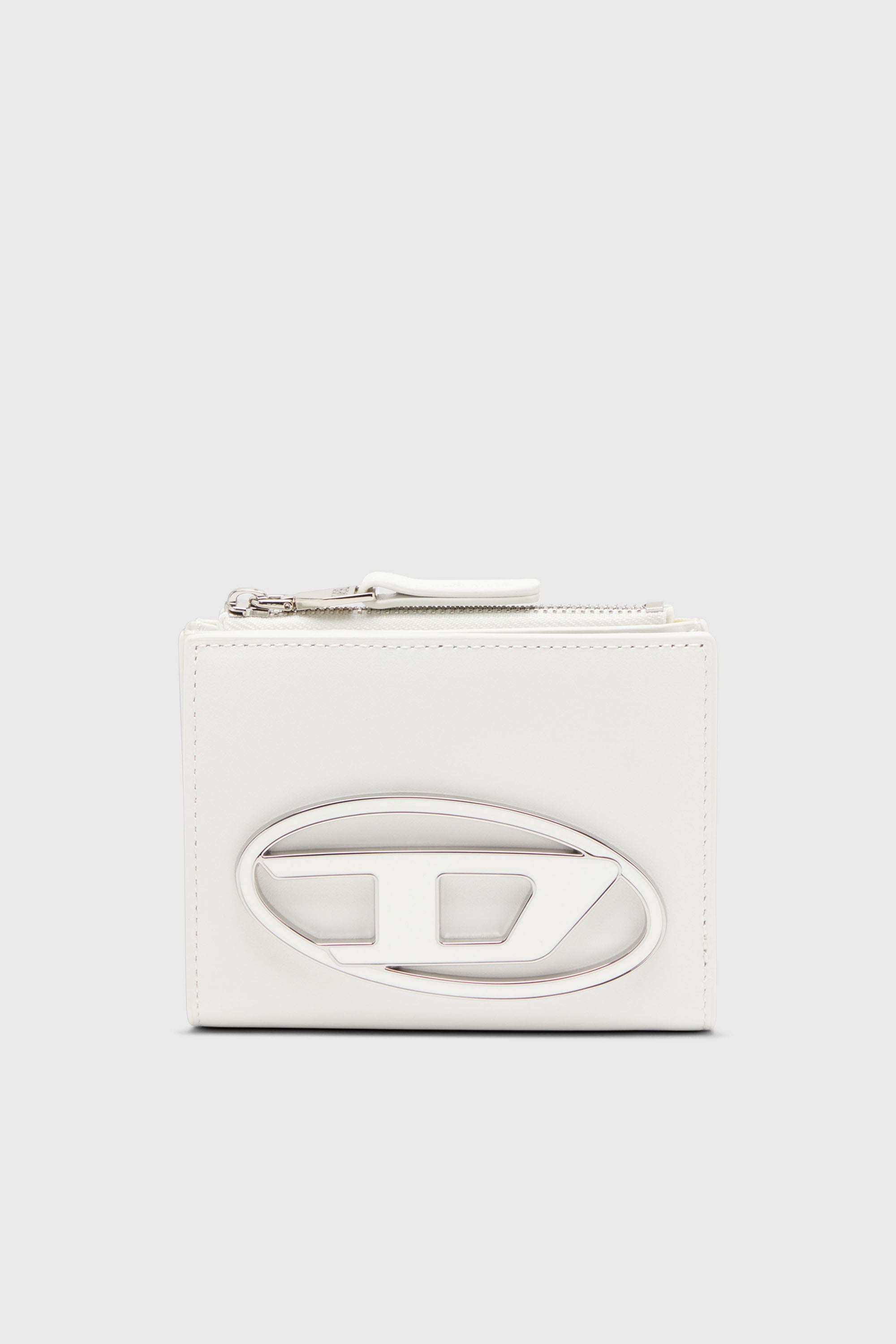 Diesel - 1DR BI-FOLD ZIP II, Female's Small leather wallet with logo plaque in ホワイト - 1