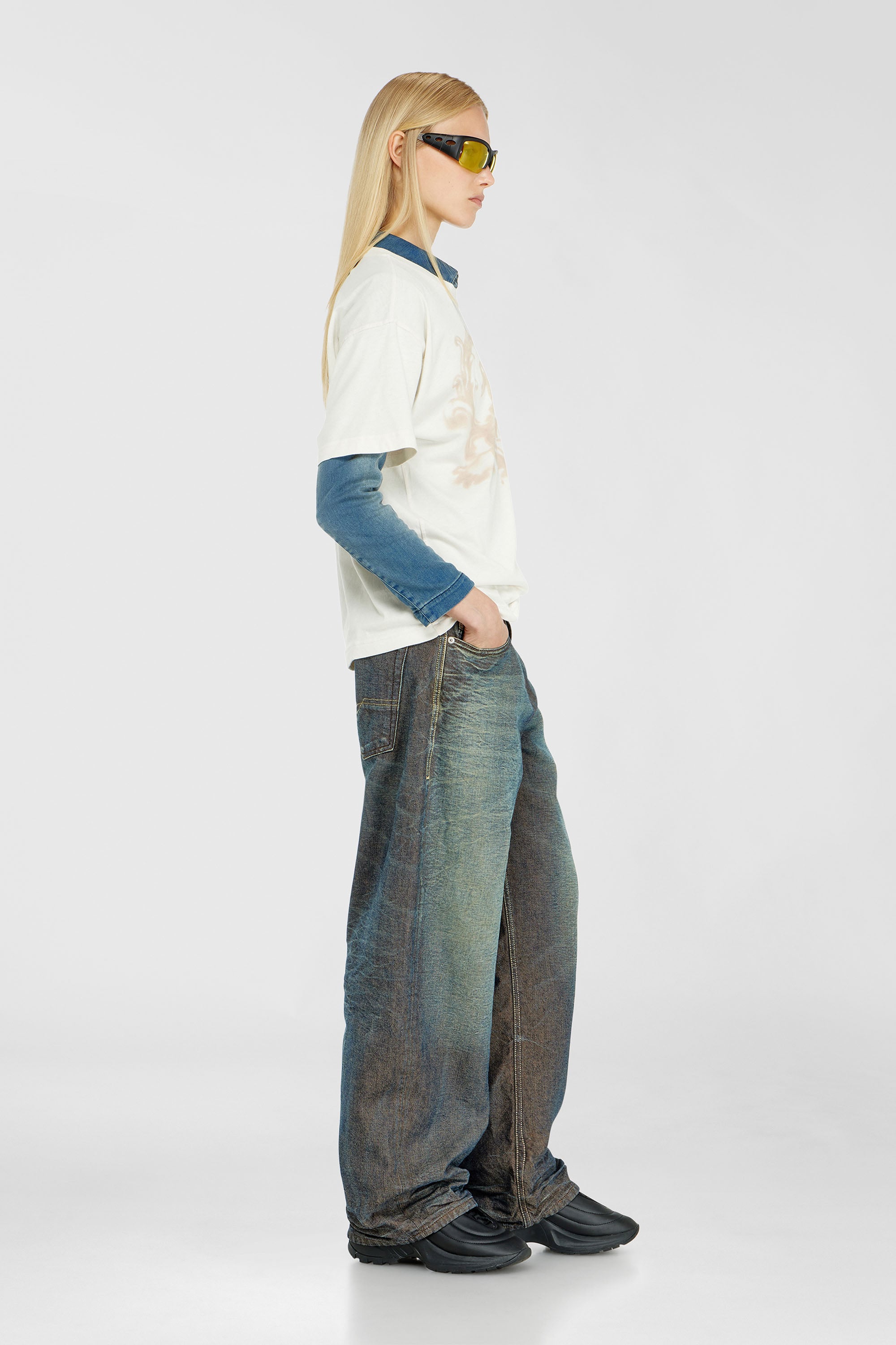Diesel - Unisex's Relaxed Jeans 1997 D-Enim-M 007EM, ダークブルー - 2