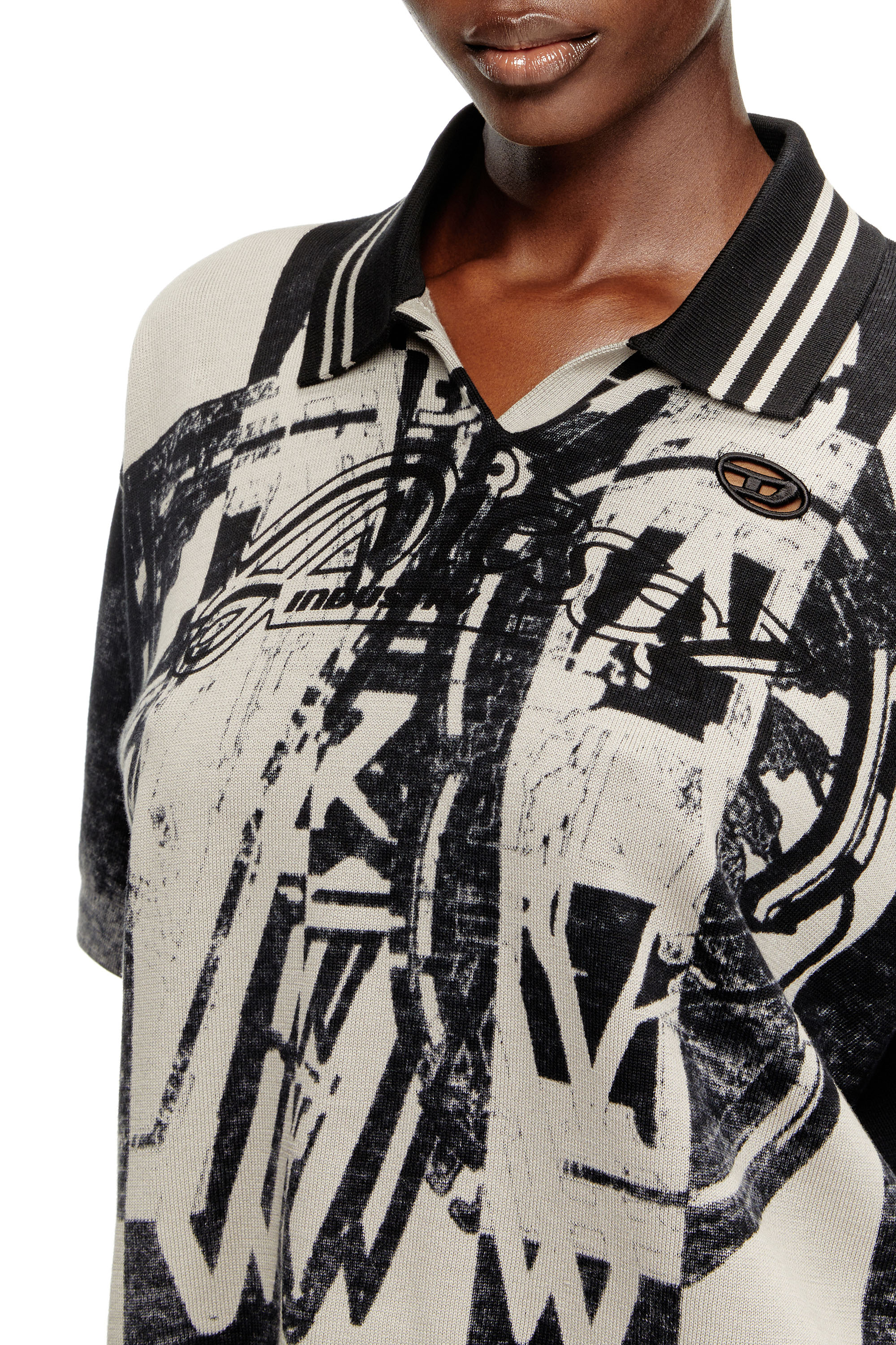 Diesel - M-OLIBA-POLO, Female's ポロニット in ブラック/ホワイト - 5