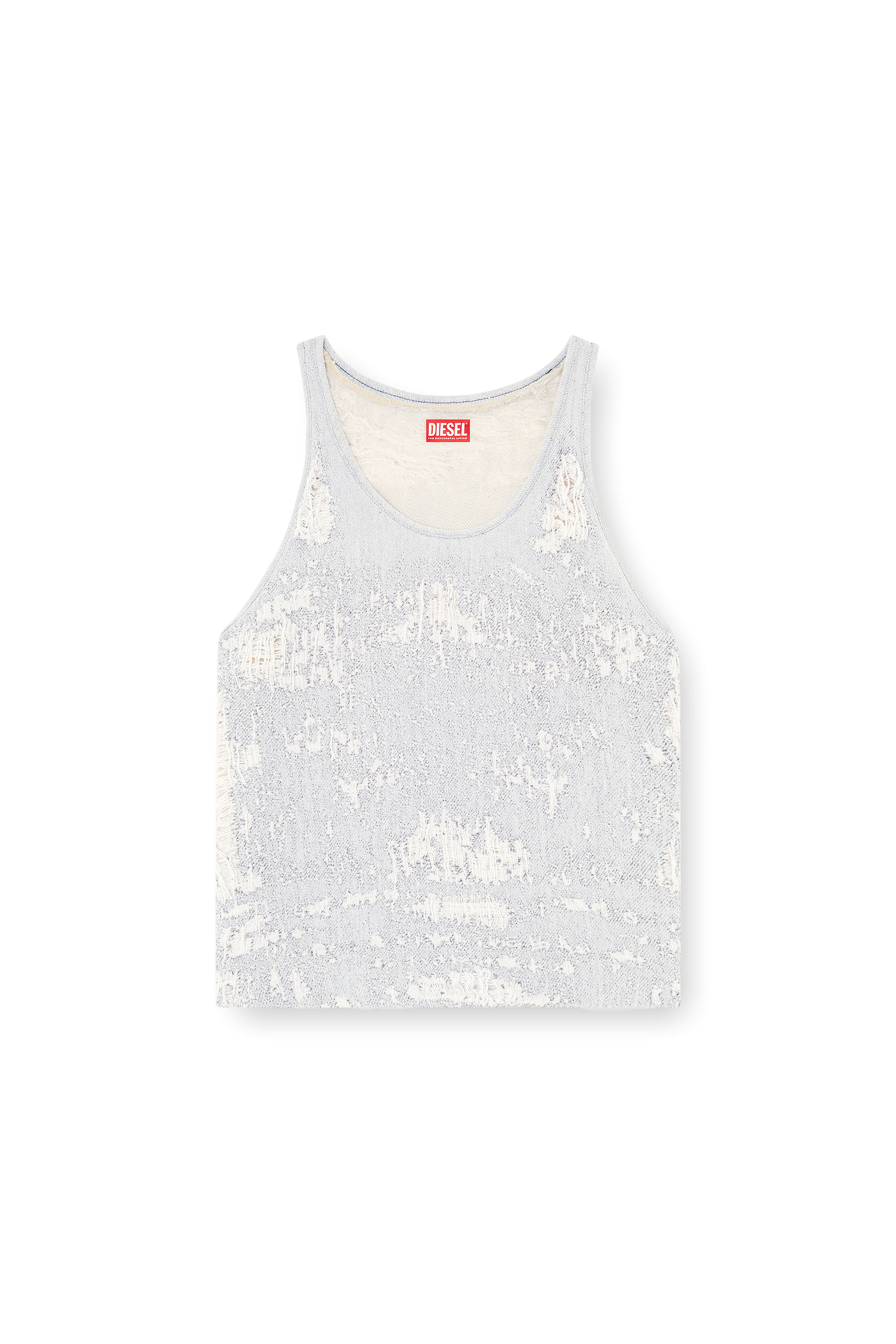 Diesel - DE-DALBY-FSG, Female's Top in ultra-destroyed jacquard denim in ライトブルー - 2