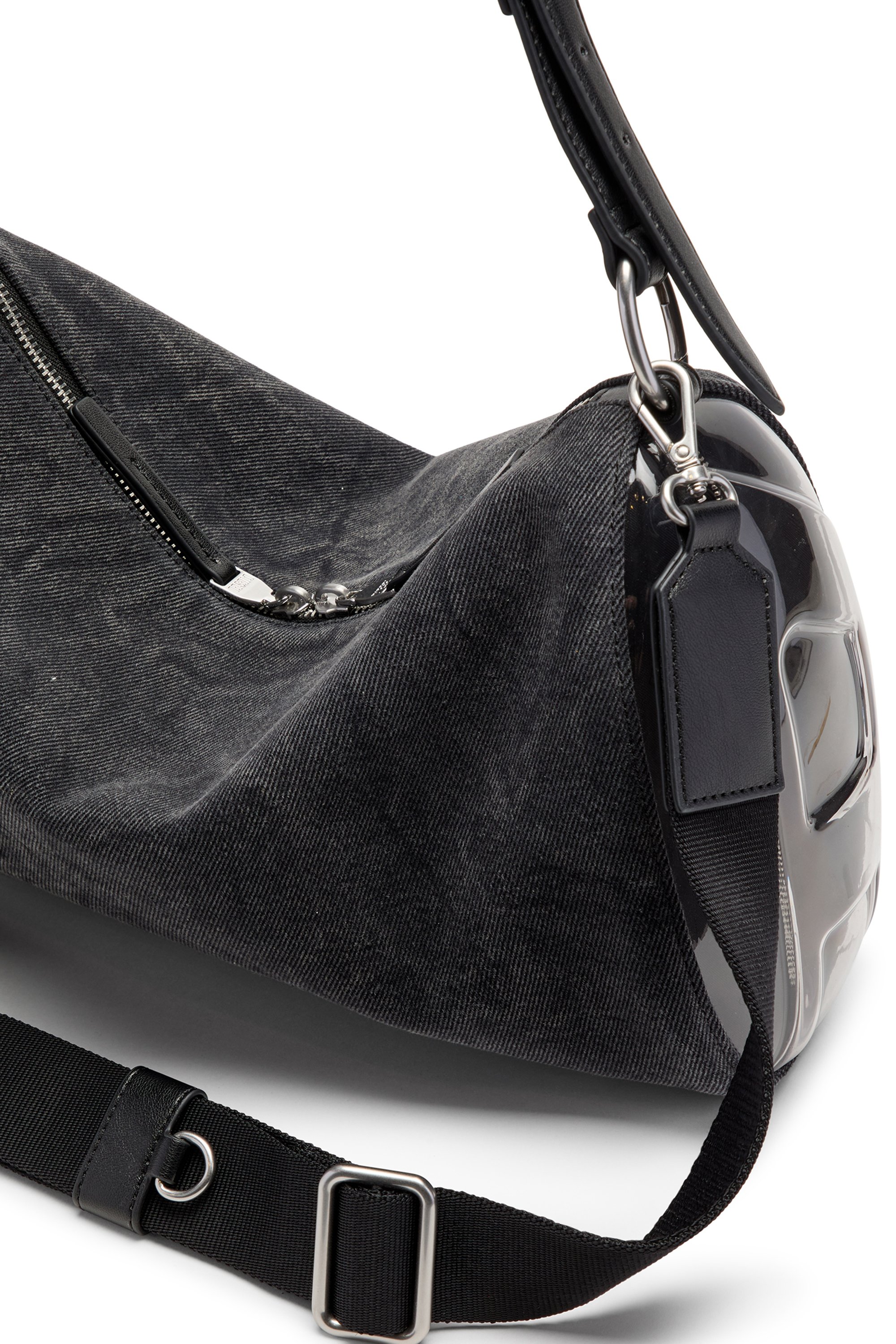 Diesel - LOAD-D SHOULDER BAG X, Unisex's Load-D-Shoulder bag with transparent Oval D sides in ブラック - 4