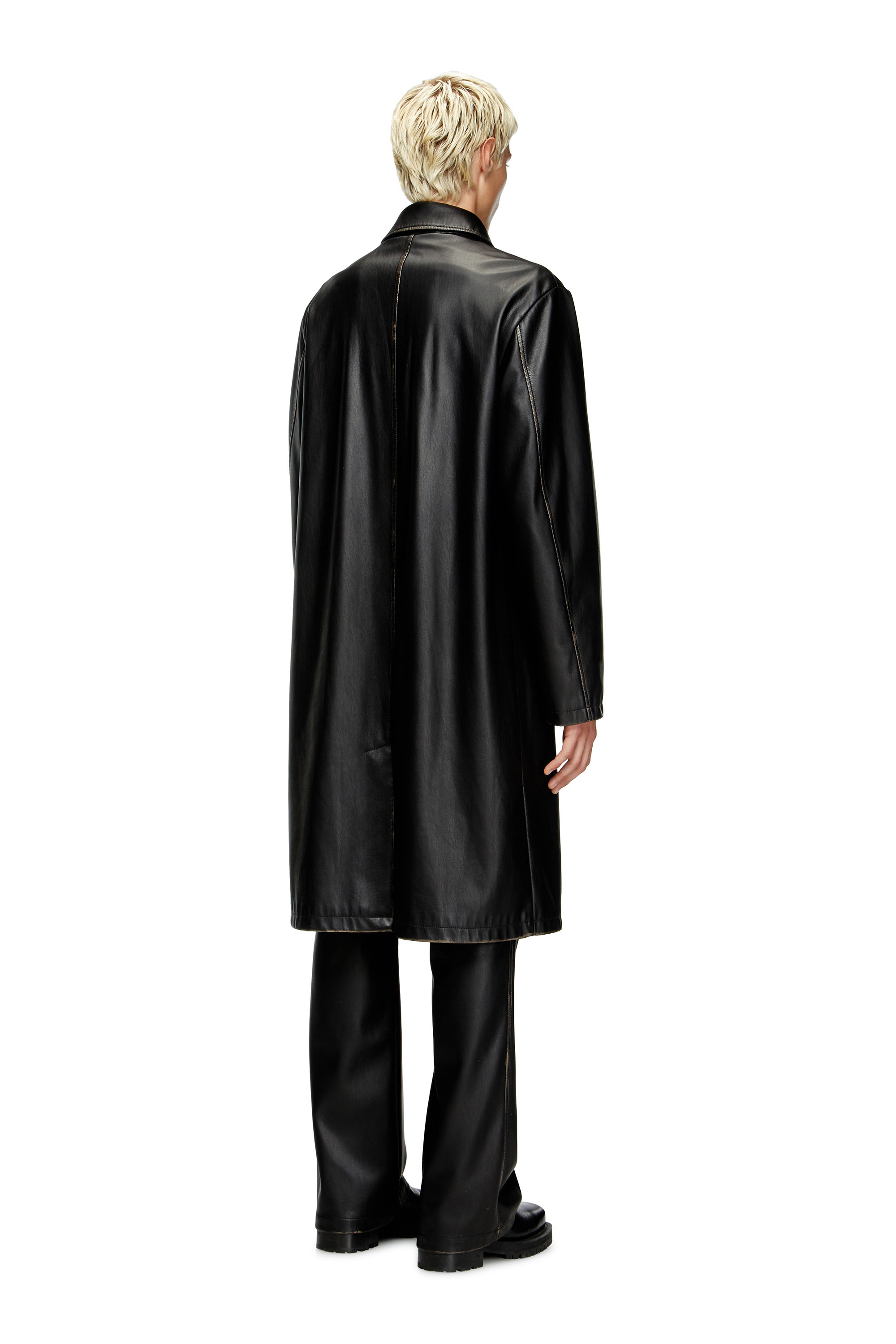 Diesel - J-RIVERS, Male's Distressed car coat with flannel lining in ブラック - 4