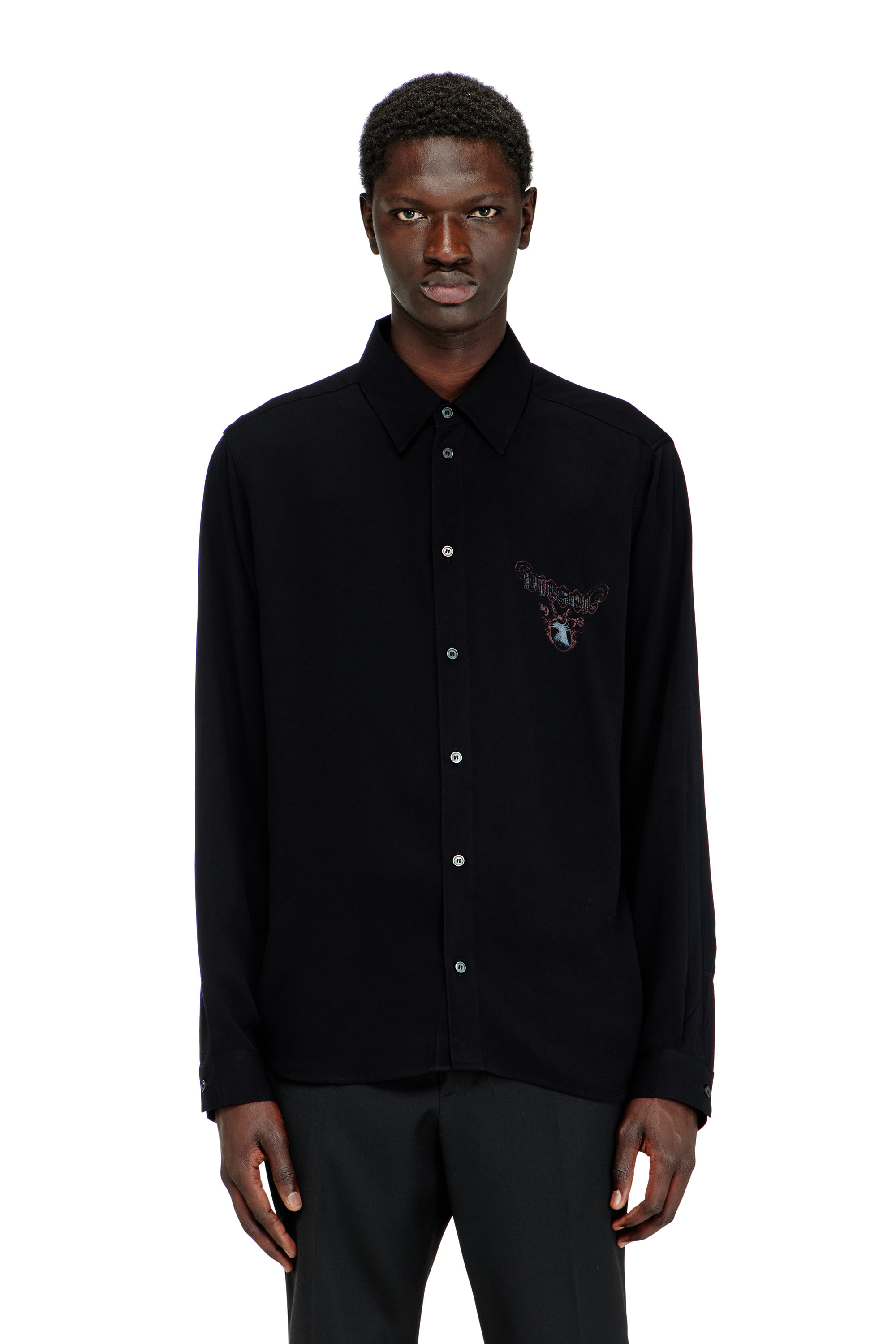 Diesel - S-HOLGER, Male's Fluid shirt with faded print in ブラック - 3
