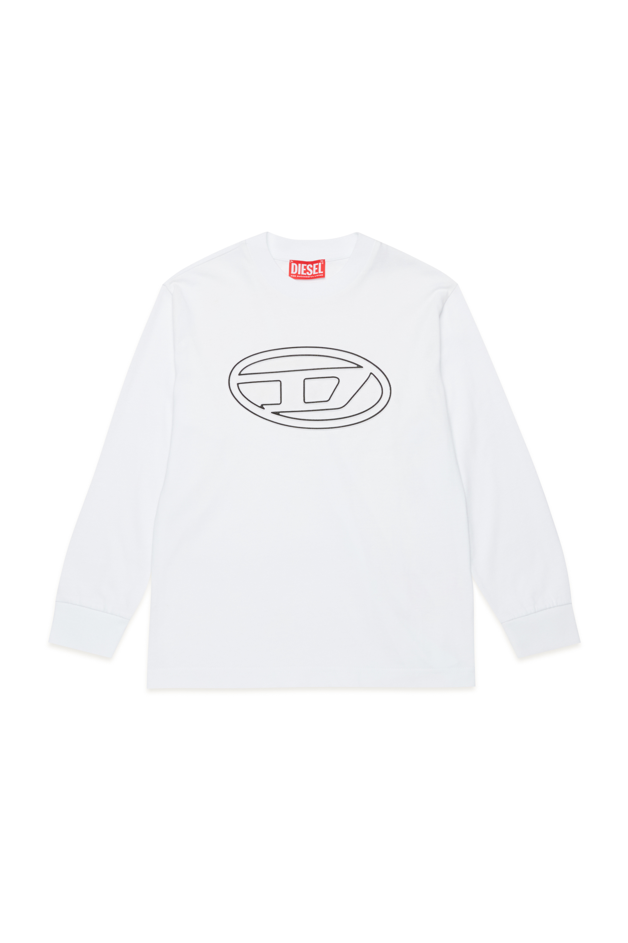 Diesel - TJUSTBIGOVALS OVER, Male's Long sleeved t-shirt with large oval D logo in ホワイト - 1