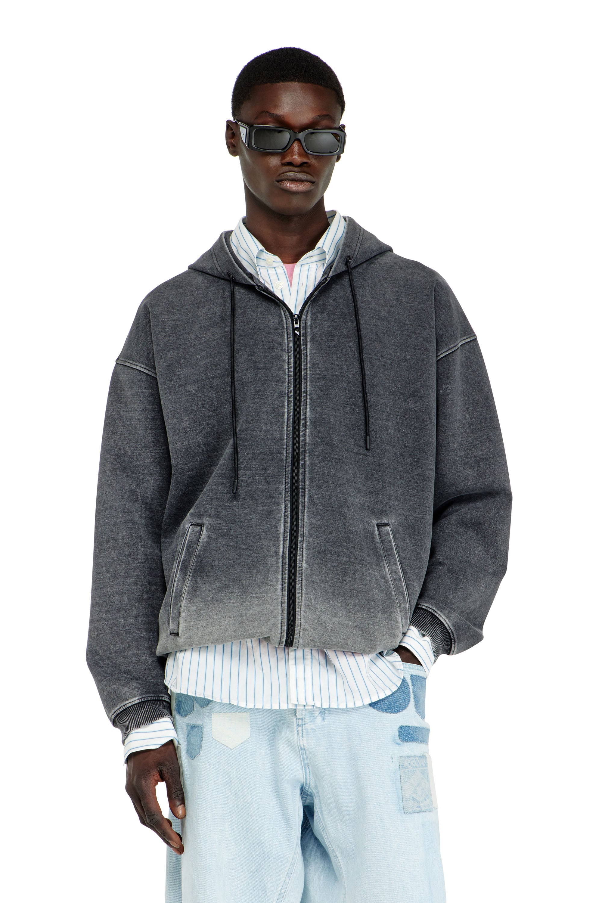 Diesel - S-HERMY-ZIP, Male's ジップアップパーカー in ダークグレー - 1