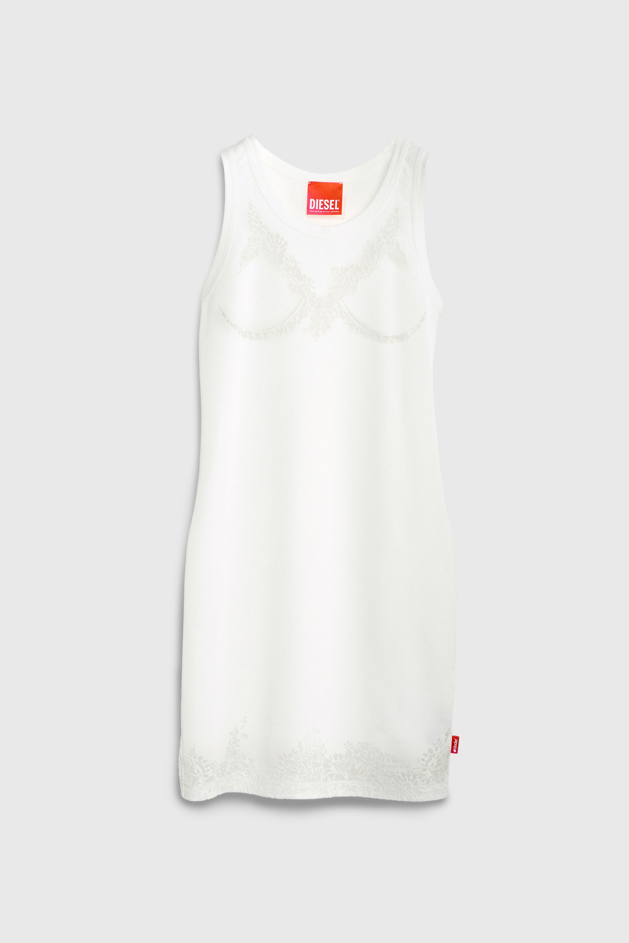 Diesel - PR-D-ANKI-LACE-R, Female's Mini tank dress with devor&eacute; lace effect in ホワイト - 2