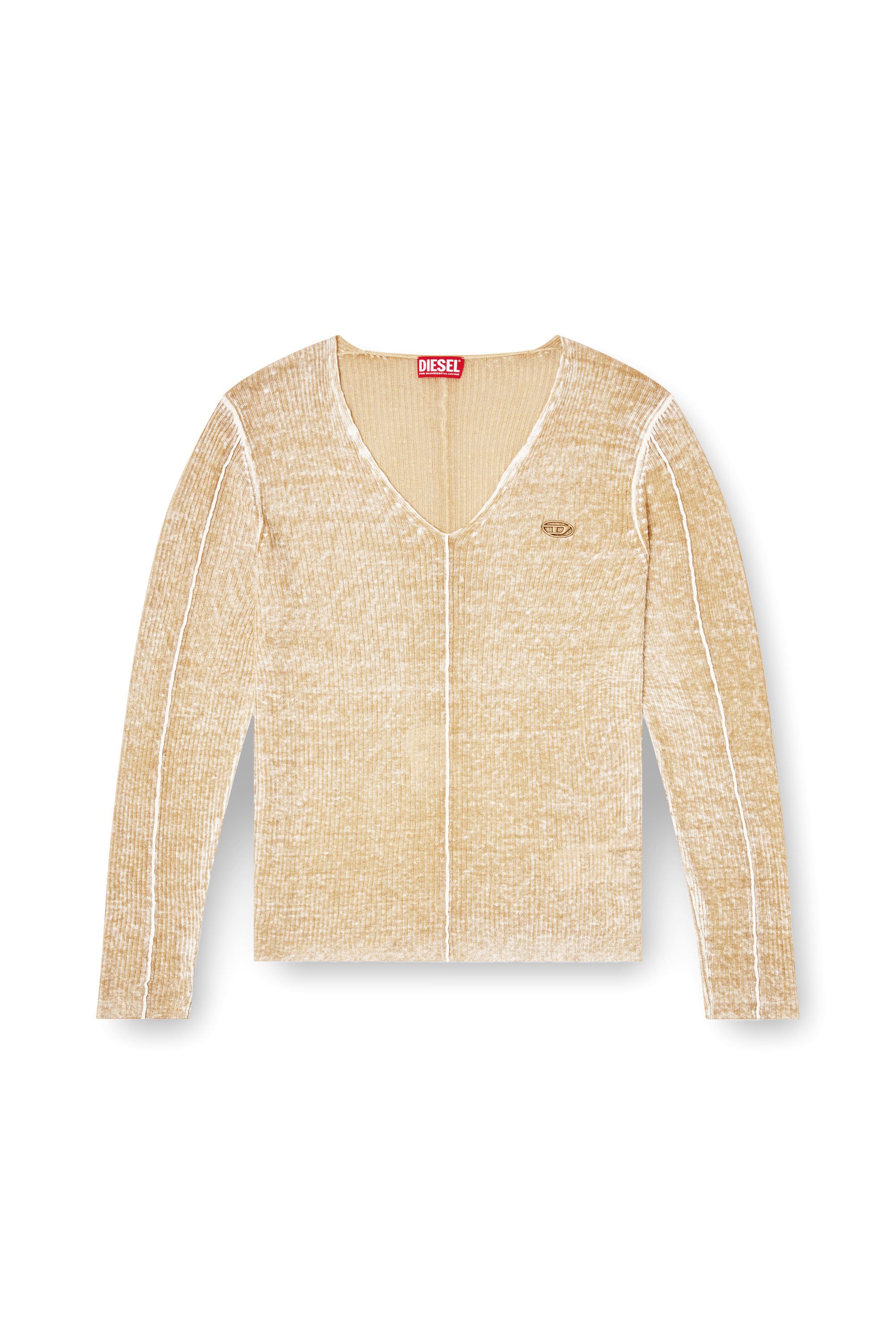 Diesel - K-ROBBEL, Male's Inside-print jumper with contrast detail in ベージュ - 3