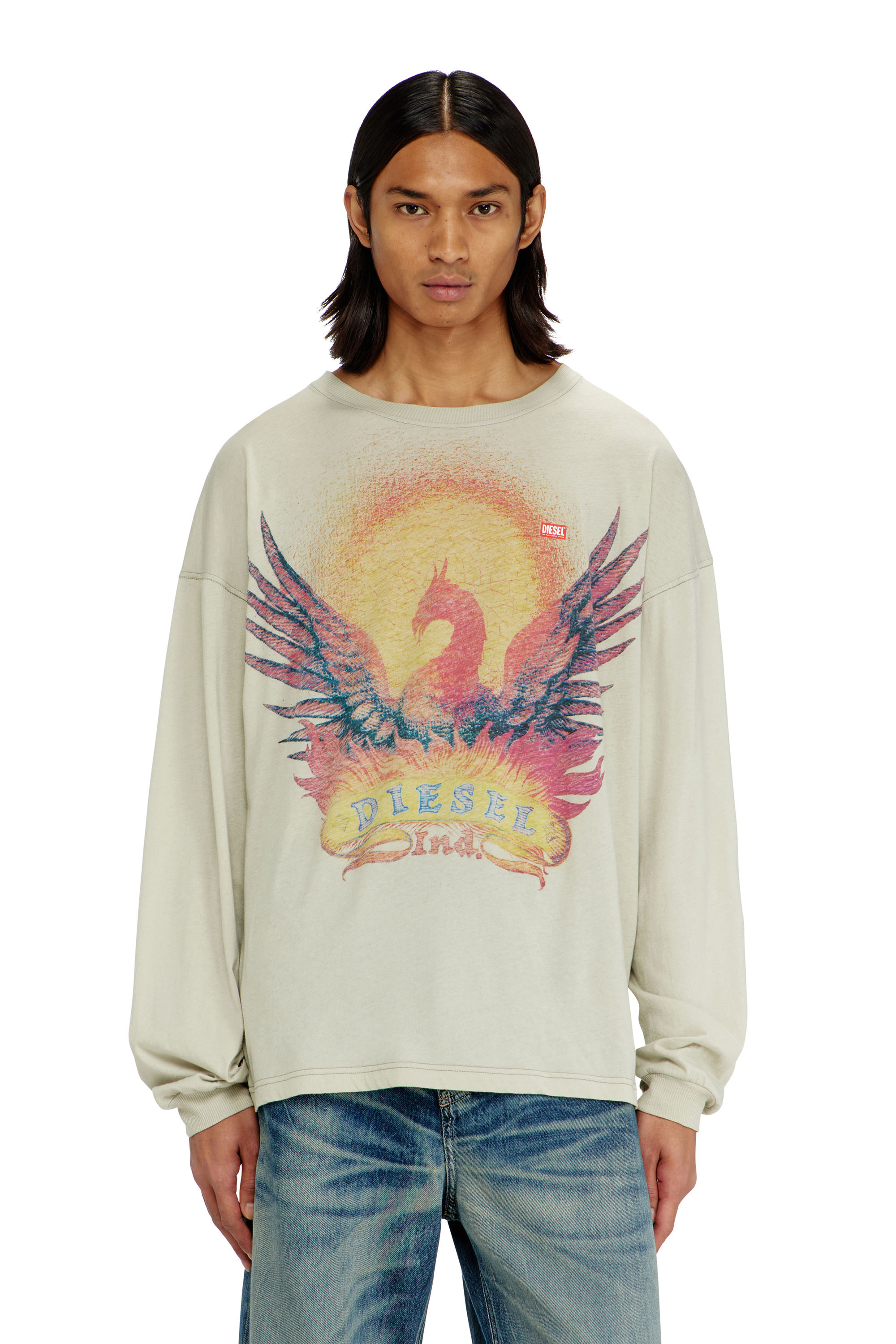 Diesel - T-BOXT-LS-AA1, Male's 長袖Tシャツ in ベージュ - 3