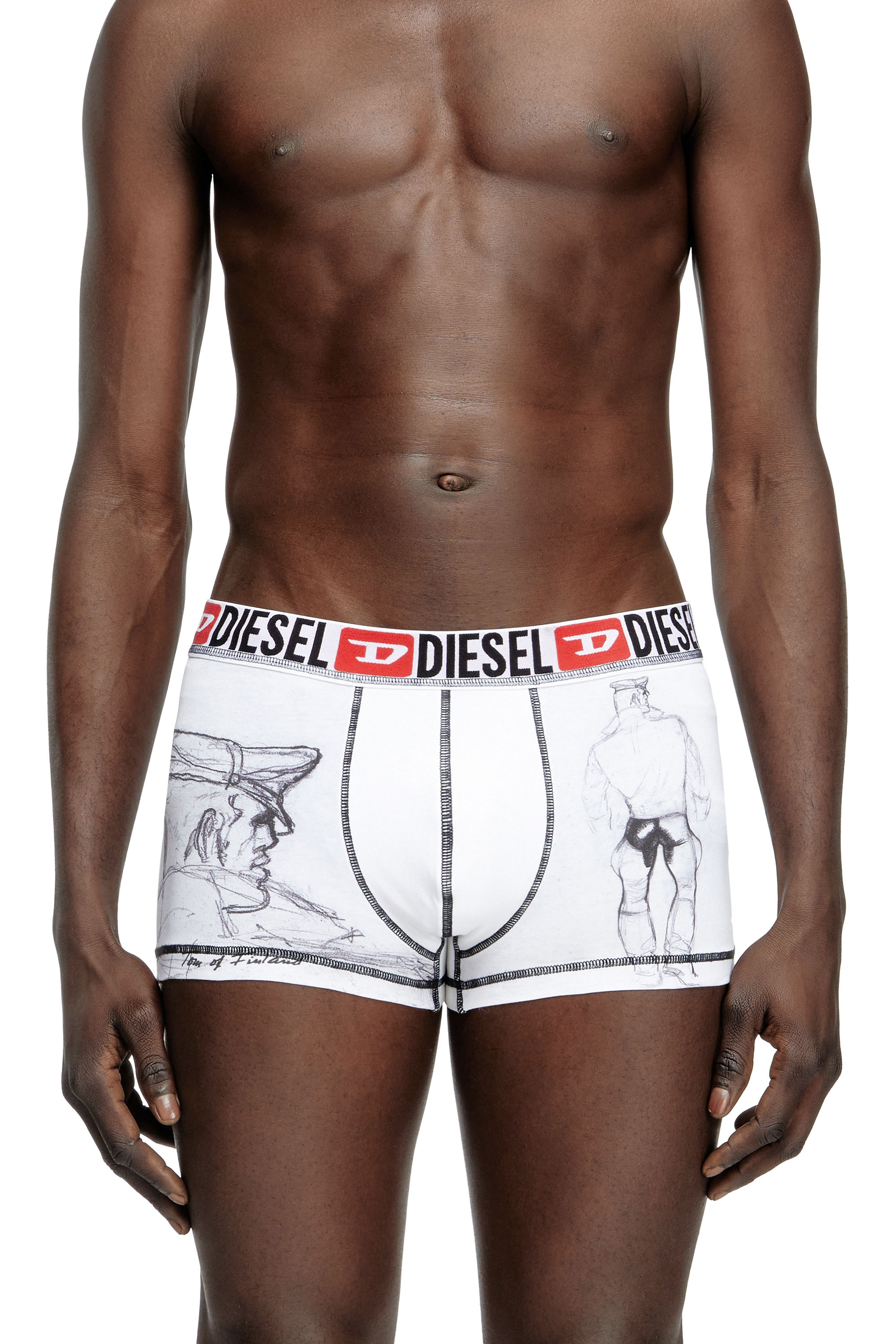 Diesel - PR-DAMIEN, Male's Boxer shorts with sketch-effect print in ホワイト - 3