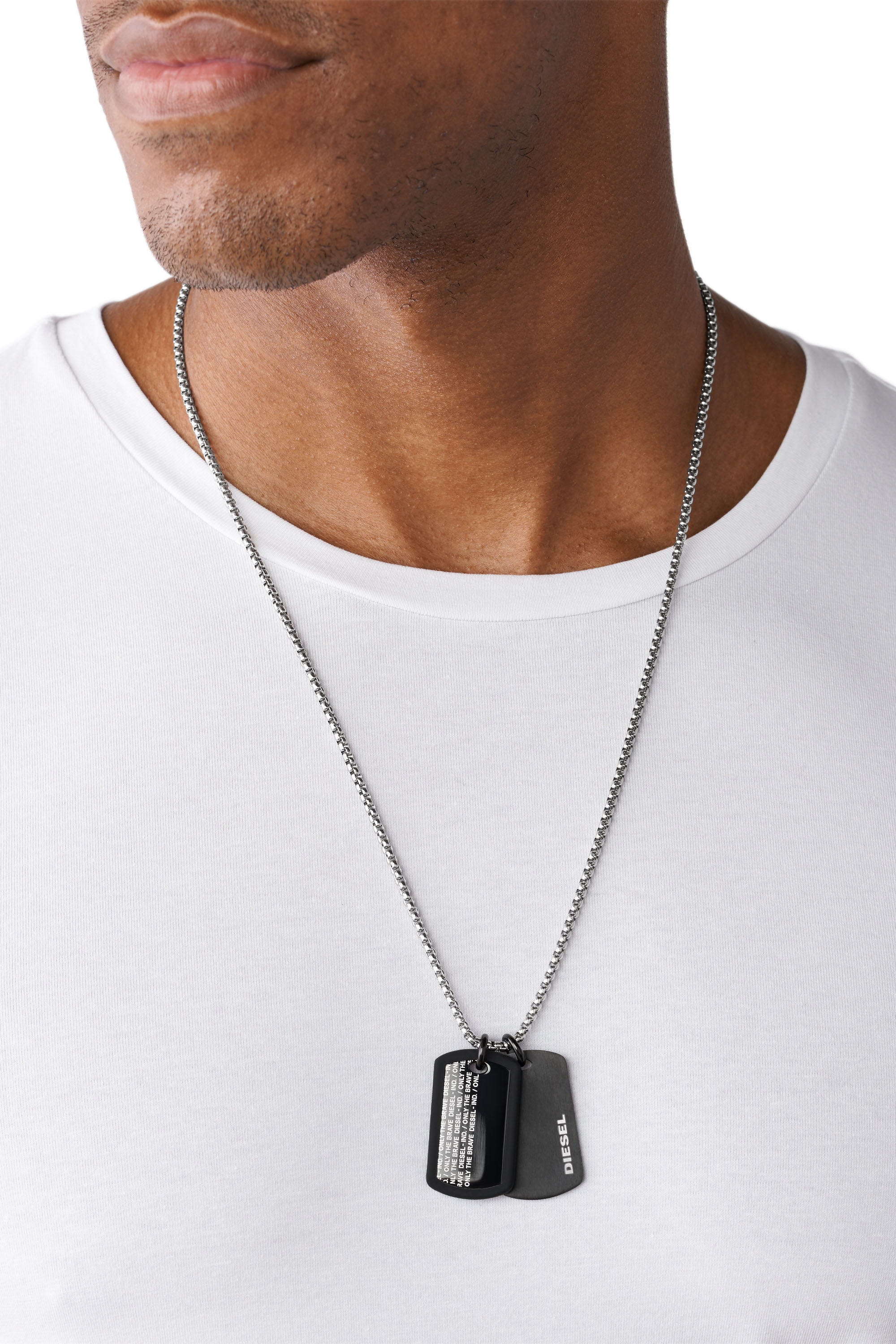 Diesel - DX1287, Male's Stainless steel double dogtag necklace in ブラック - 3