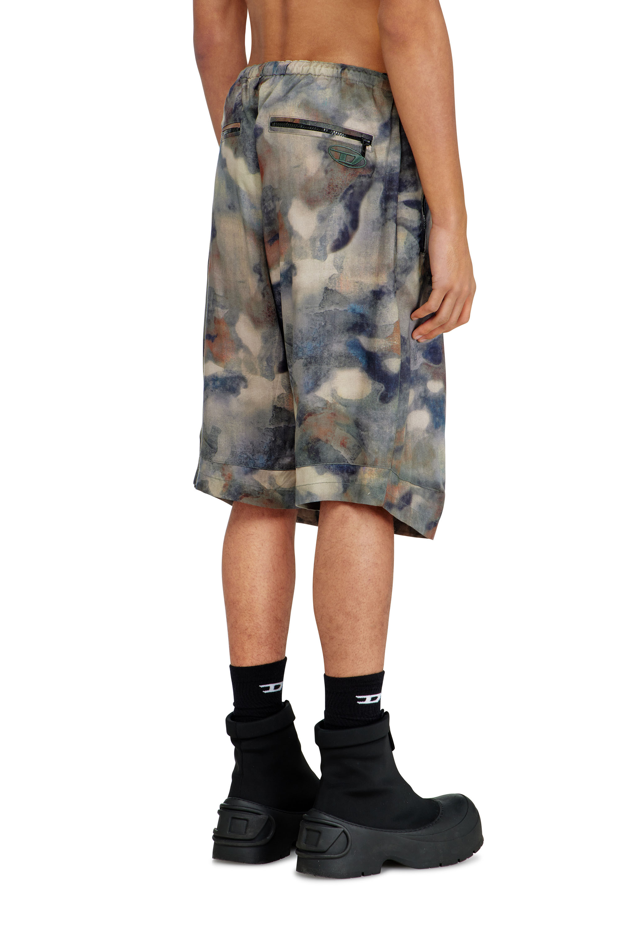 Diesel - P-STITCH-SHORT-TKBZ, Male's Fluid bermuda shorts with all-over camo print in ブルー/ブラウン - 4