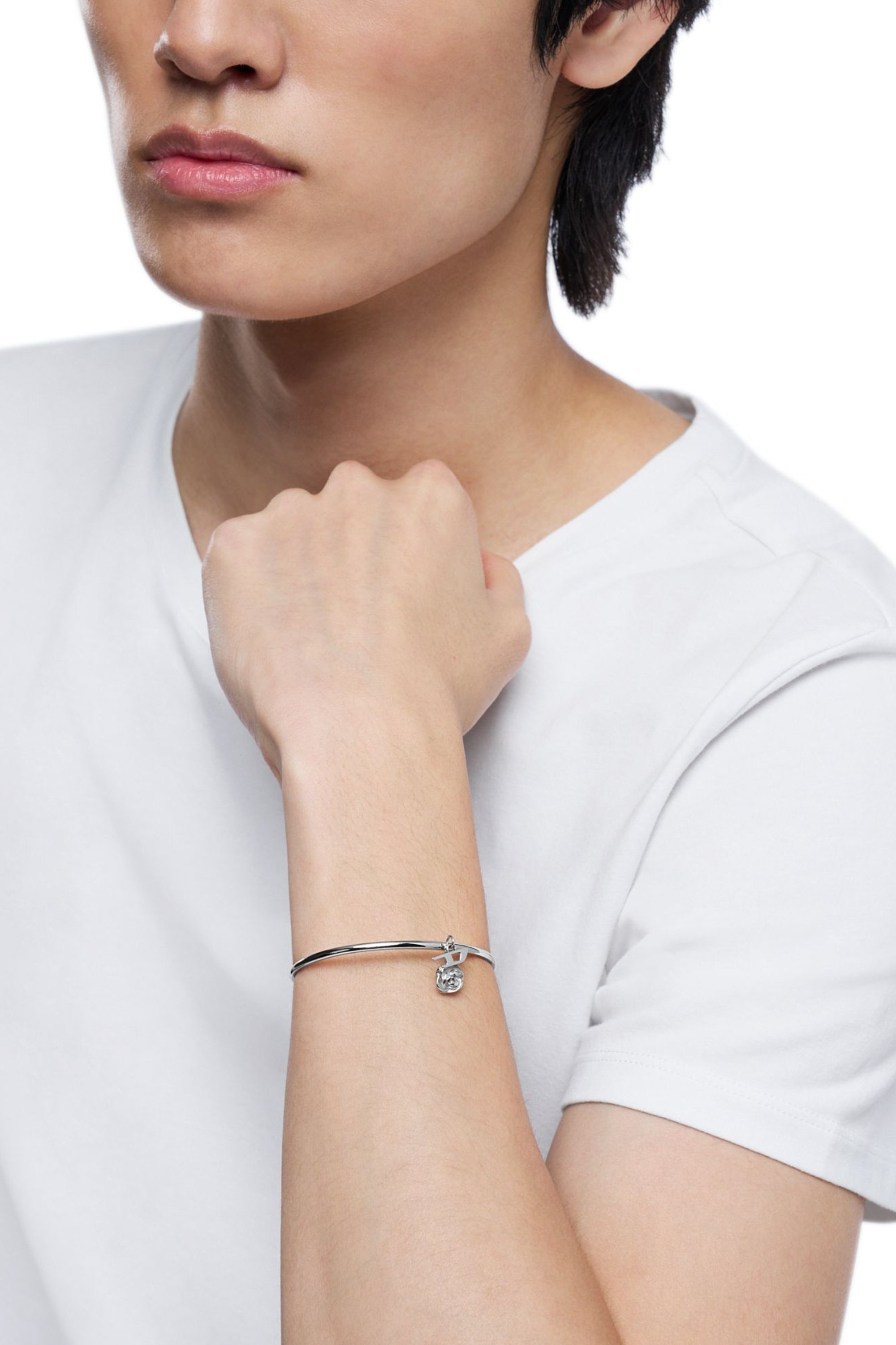 Diesel - DX1620040 JEWELLERY, Unisex's Stainless steel cuff charm bracelet in シルバー - 4