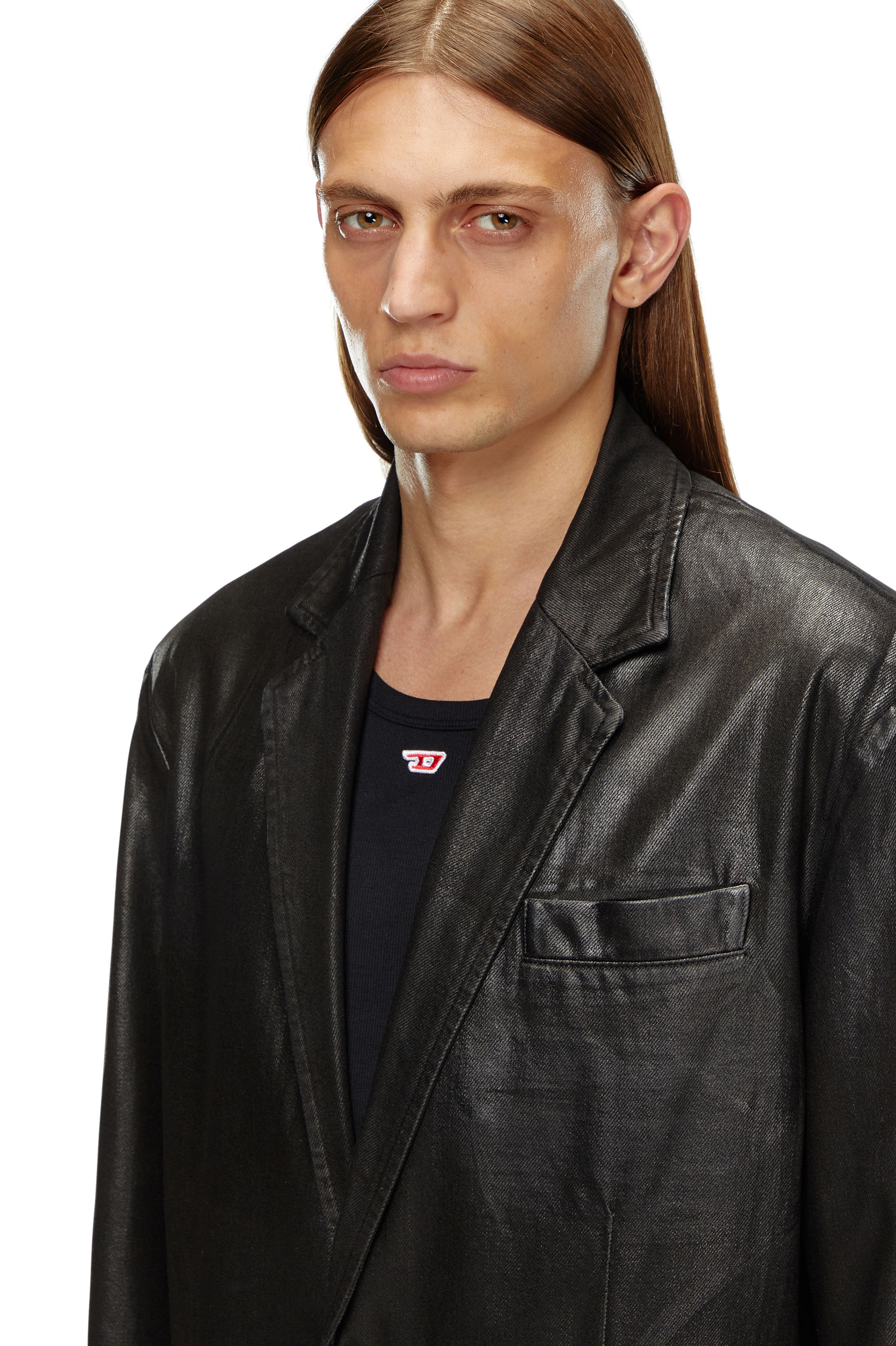 Diesel - D-BLA, Unisex's Blazer in coated tailoring denim in ブラック - 5