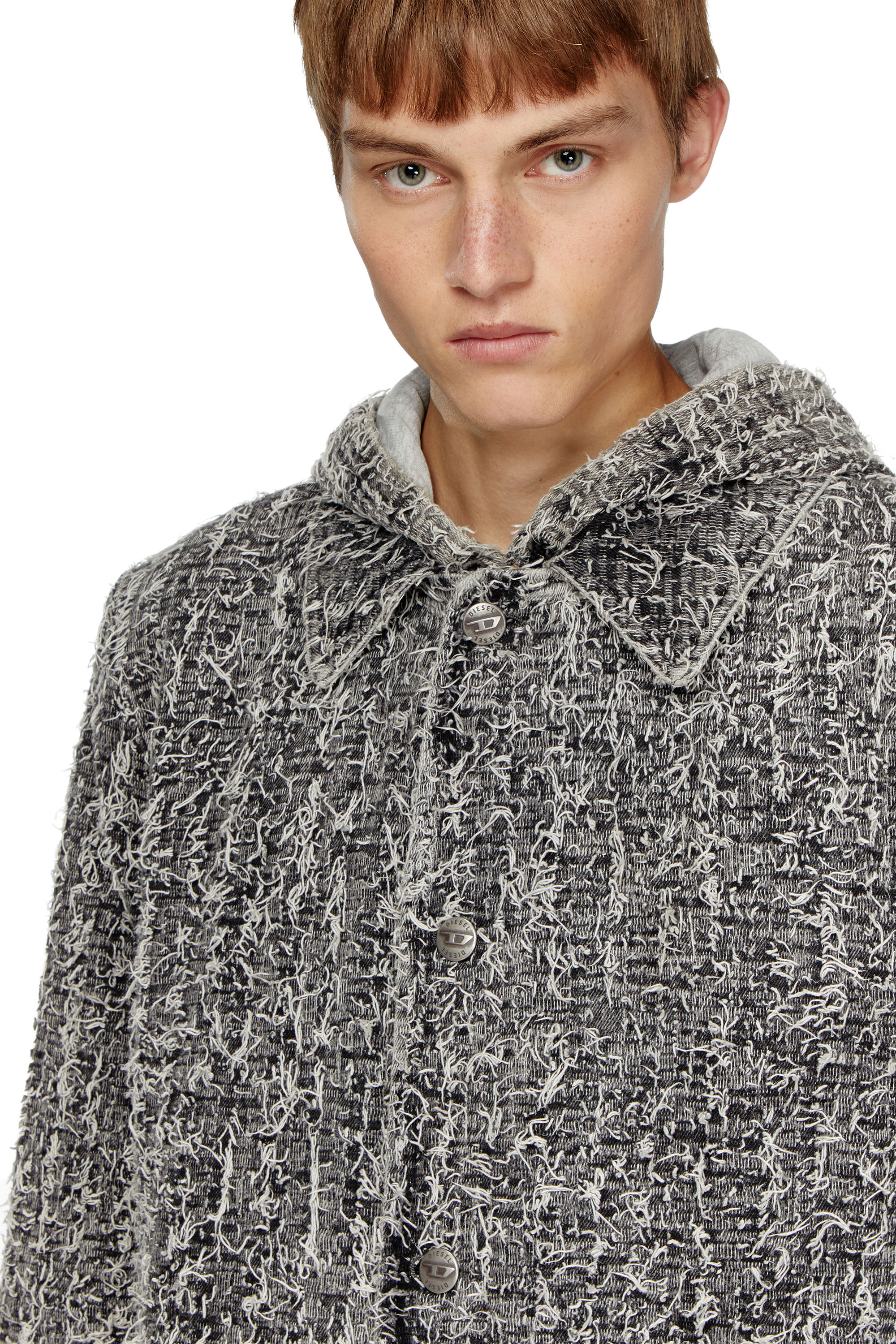 D-JACK-S Hooded coat in bouclé denim｜ブラック｜ウィメンズ
