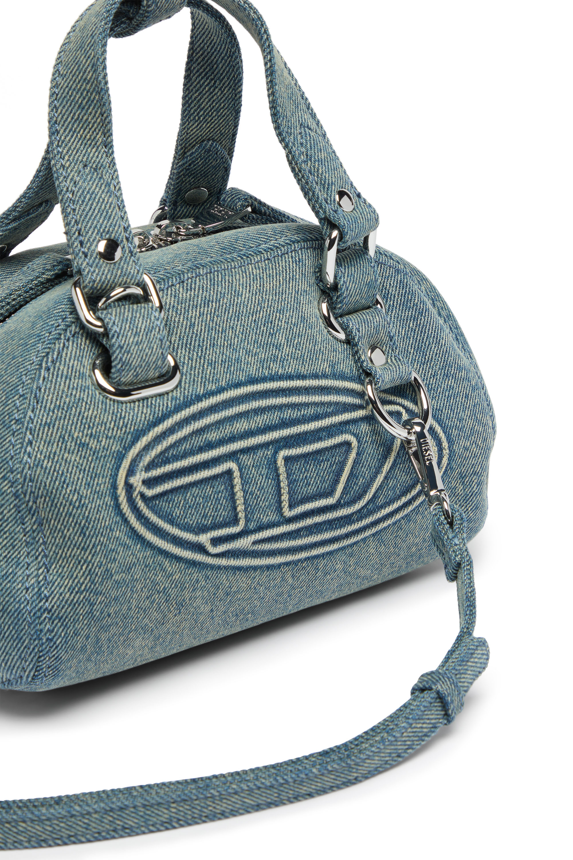Diesel - 1DR DOME SOFT CROSSBODY, Unisex's 1DR Dome-Small bowling bag in denim with Oval D logo in ライトブルー - 5