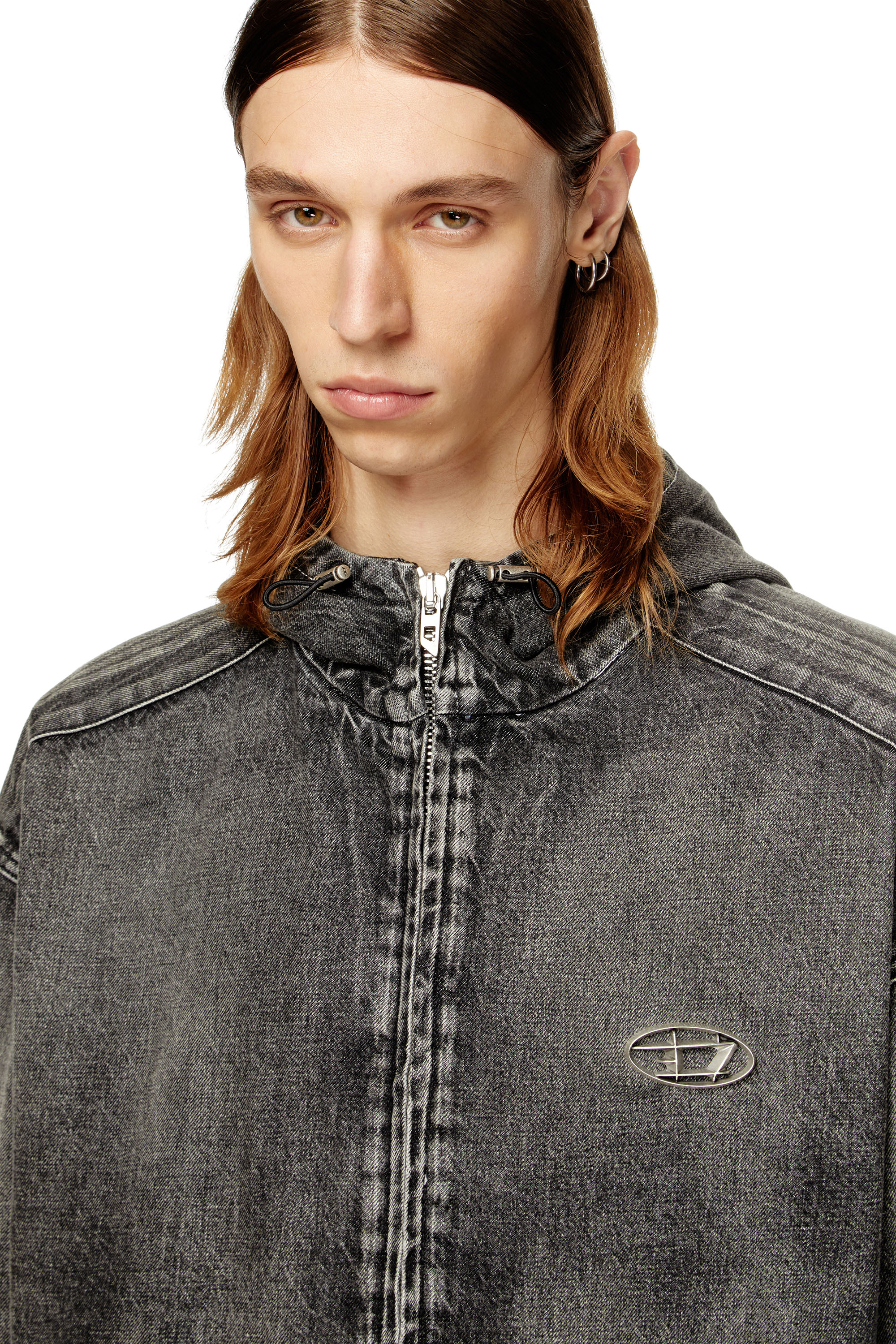 Diesel - THUGJACK, Unisex's Hooded jacket in faded denim in ブラック - 4