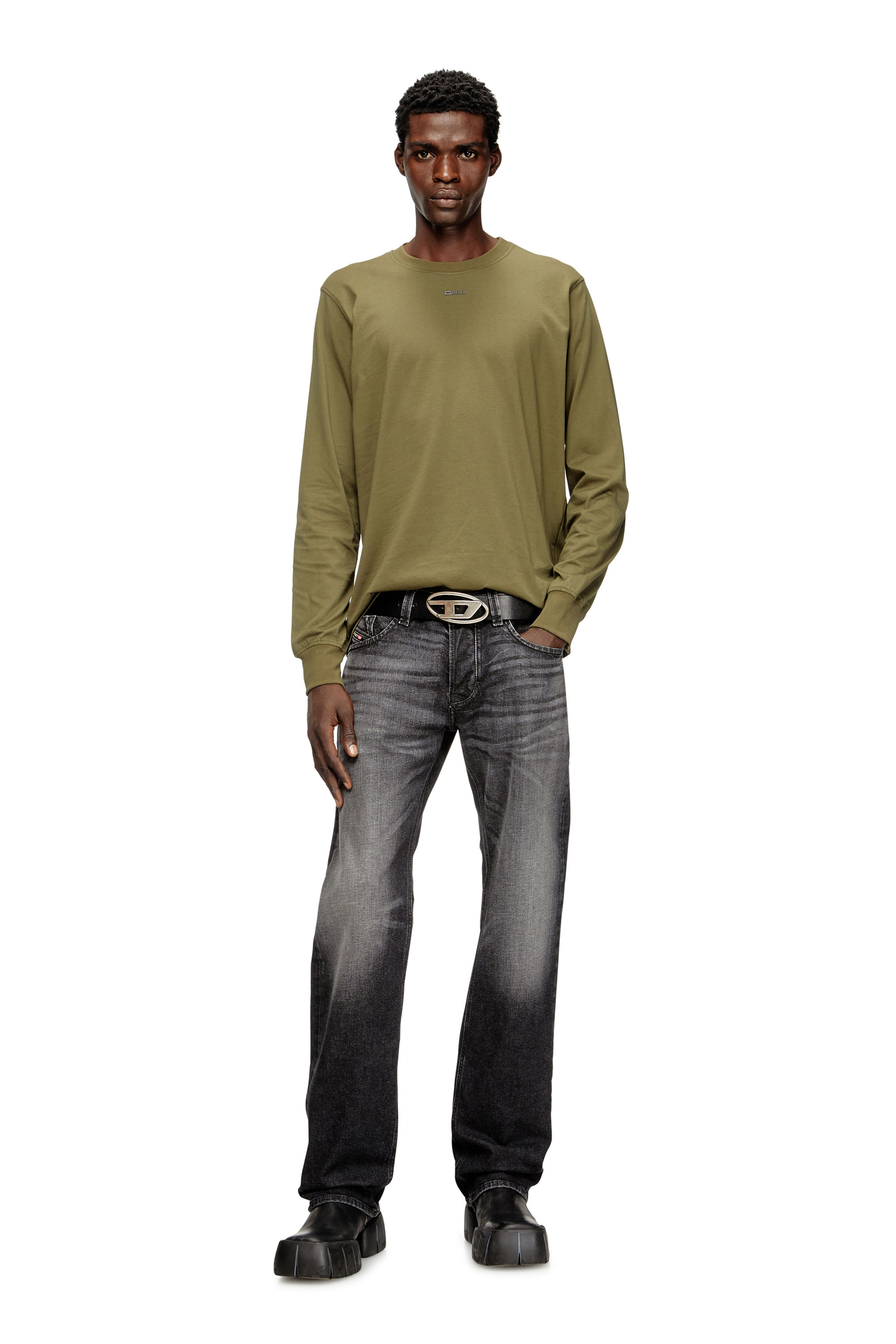 Diesel - T-ADJUST-LS-V1, Male's 長袖Tシャツ in ミリタリーグリーン - 1
